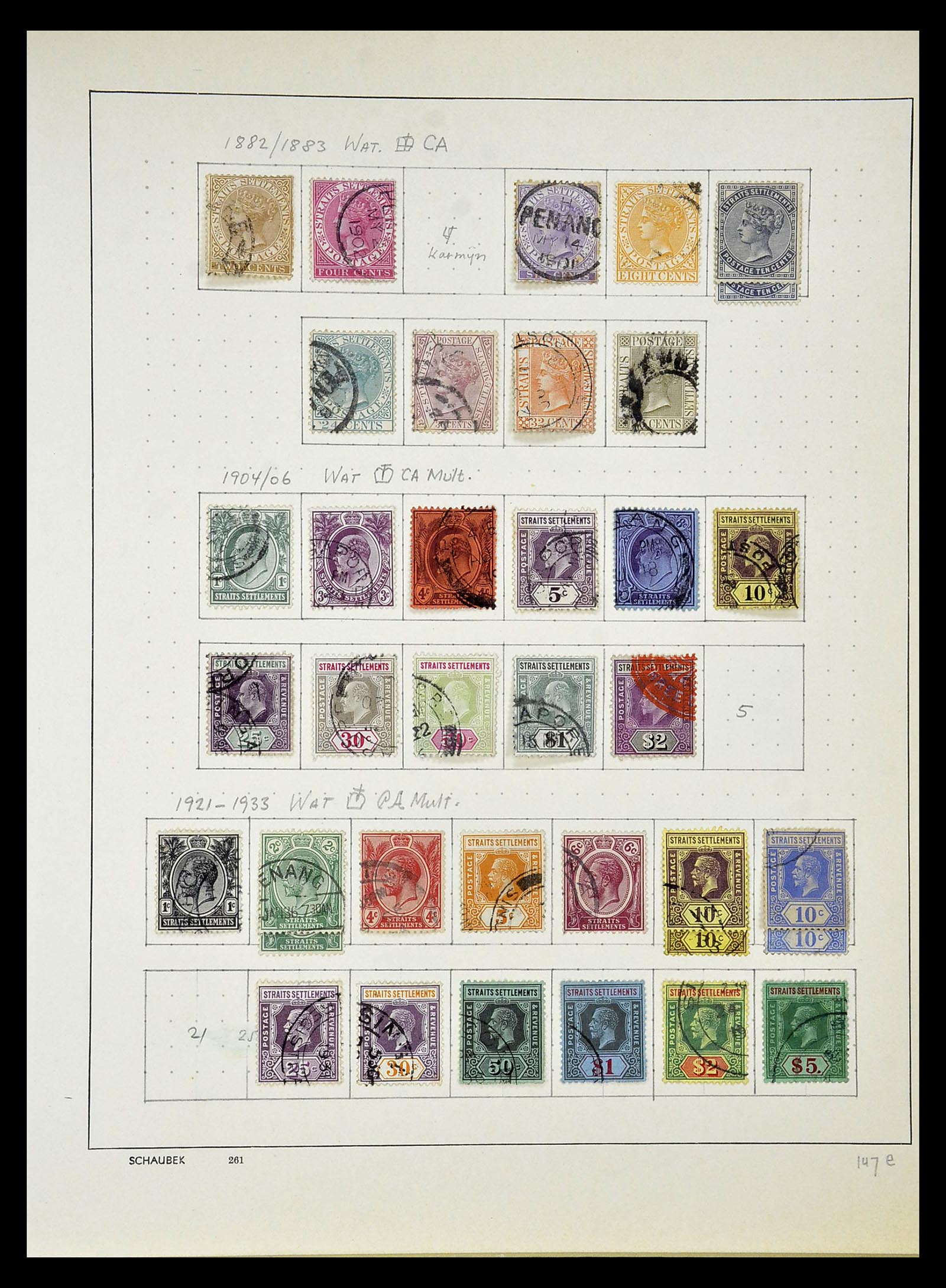 34892 006 - Postzegelverzameling 34892 Straits Settlements, Maleisië en Singapore