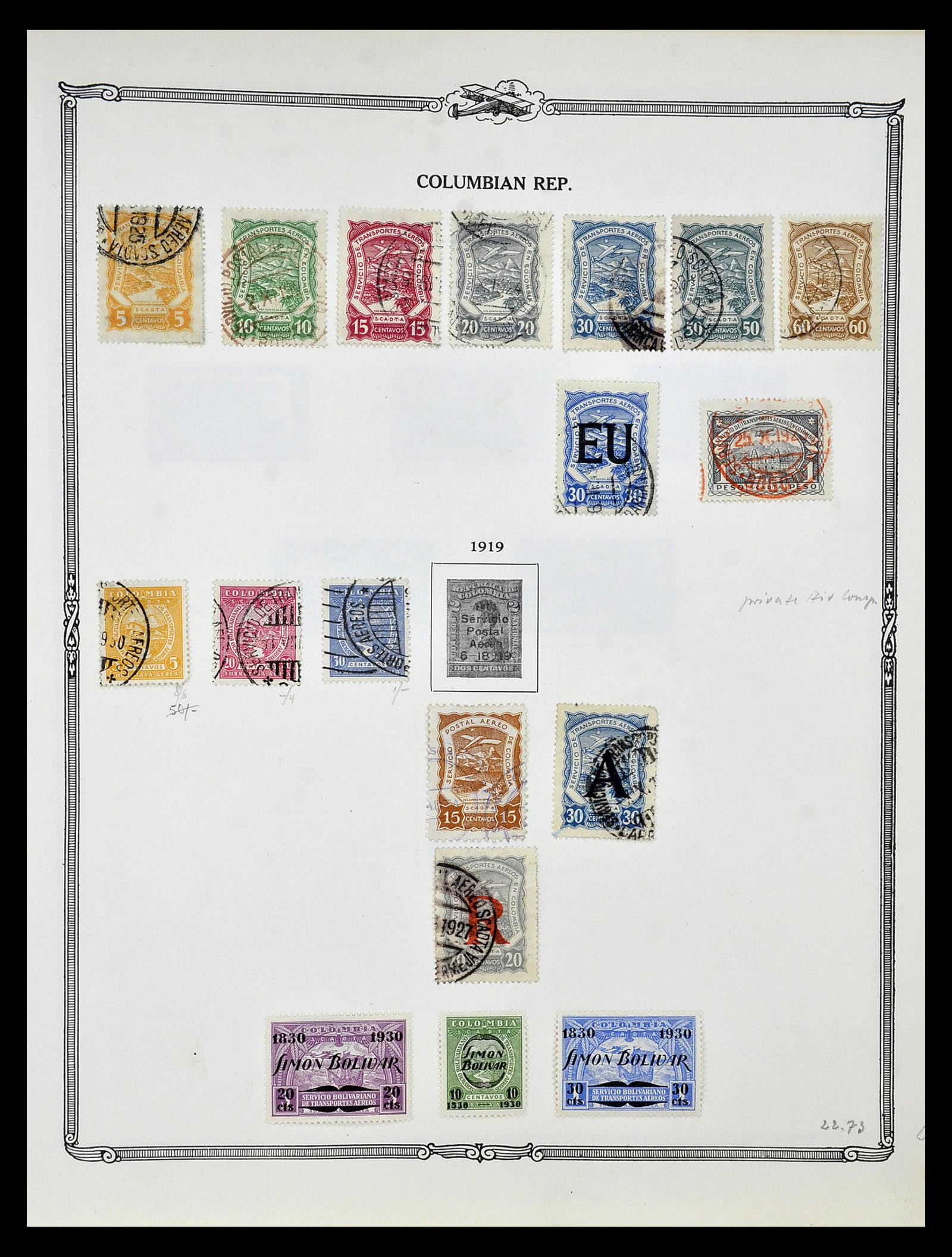 34905 015 - Postzegelverzameling 34905 Wereld luchtpostzegels 1919-1931.