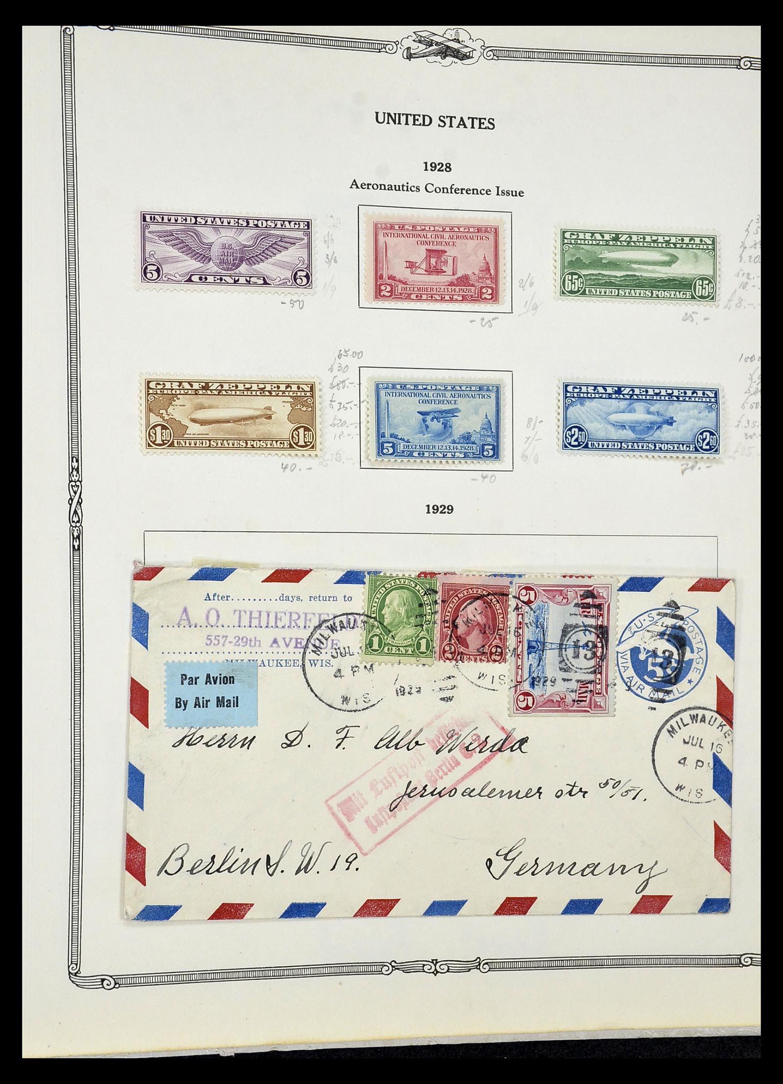 34905 080 - Postzegelverzameling 34905 Wereld luchtpostzegels 1919-1931.