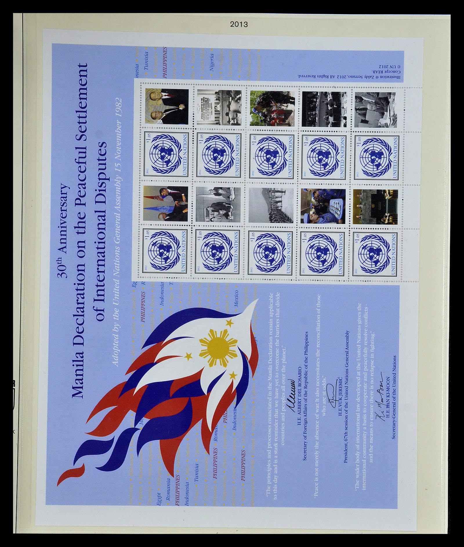 34907 075 - Stamp Collection 34907 United Nations Personal Sheets 2006-2016.