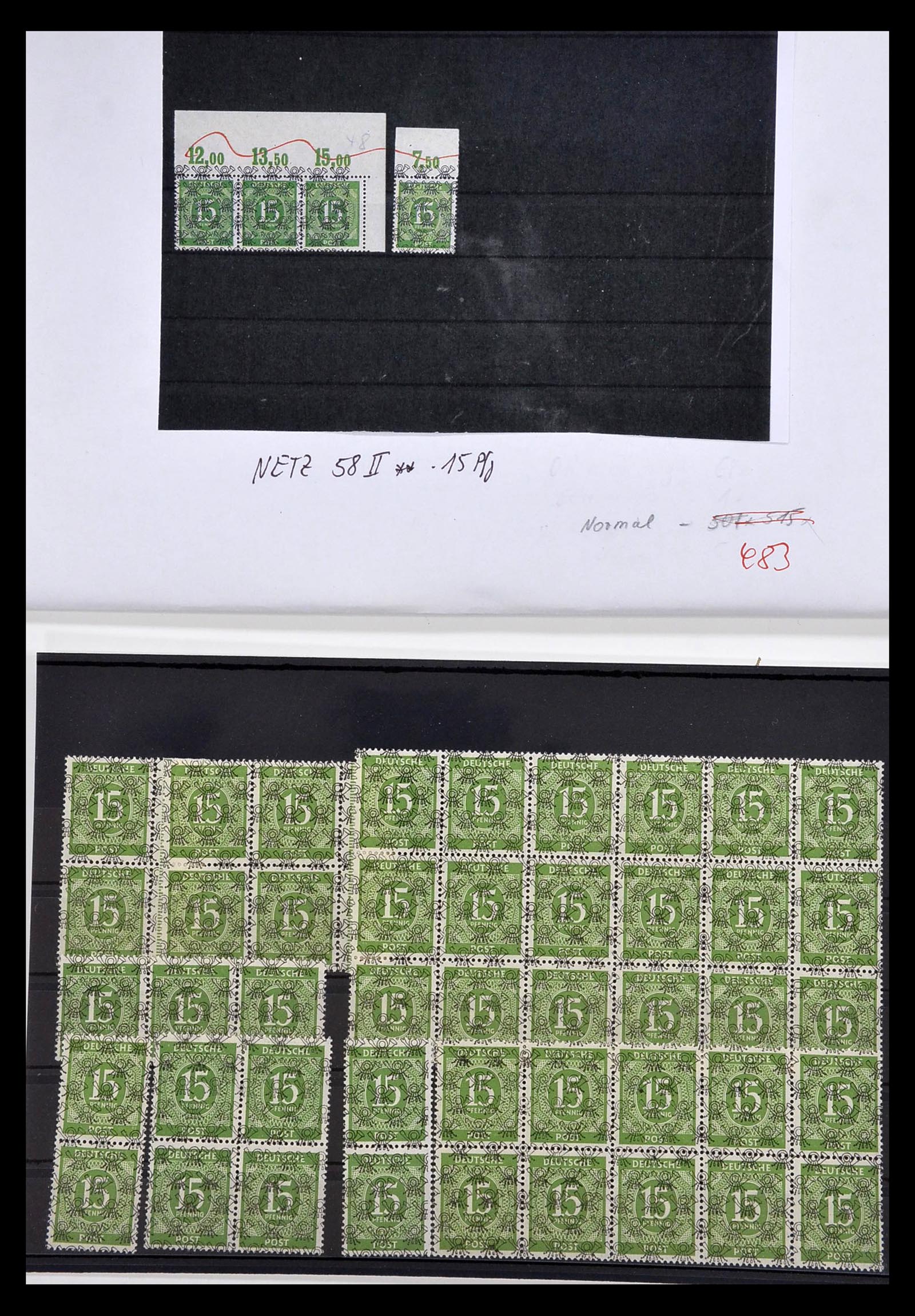 34914 003 - Postzegelverzameling 34914 Duitse Zone band- en net opdrukken 1948.