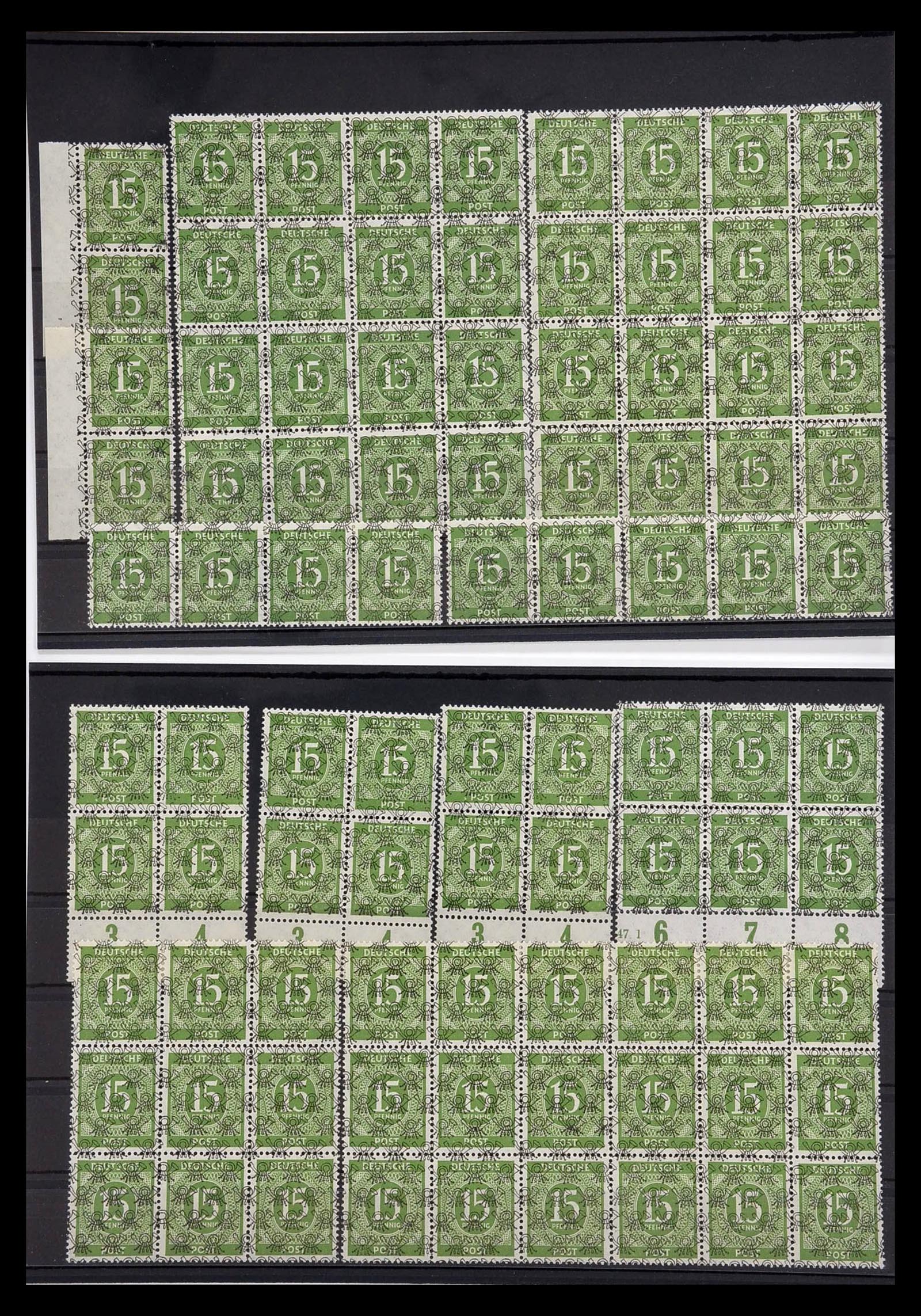 34914 004 - Postzegelverzameling 34914 Duitse Zone band- en net opdrukken 1948.