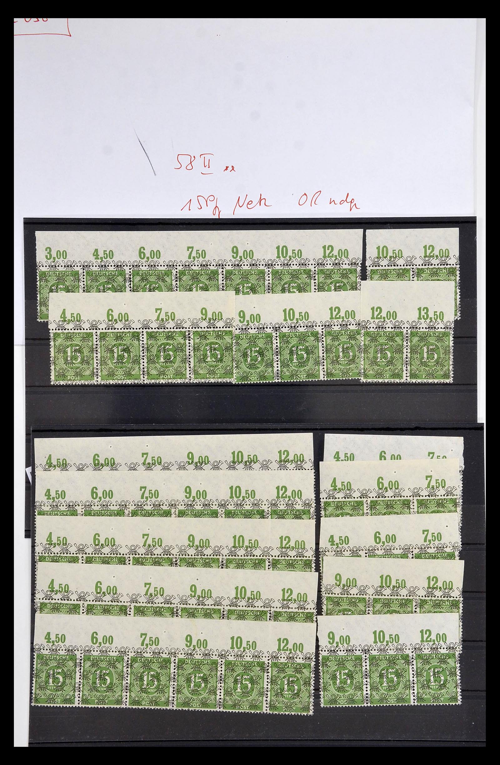 34914 008 - Postzegelverzameling 34914 Duitse Zone band- en net opdrukken 1948.