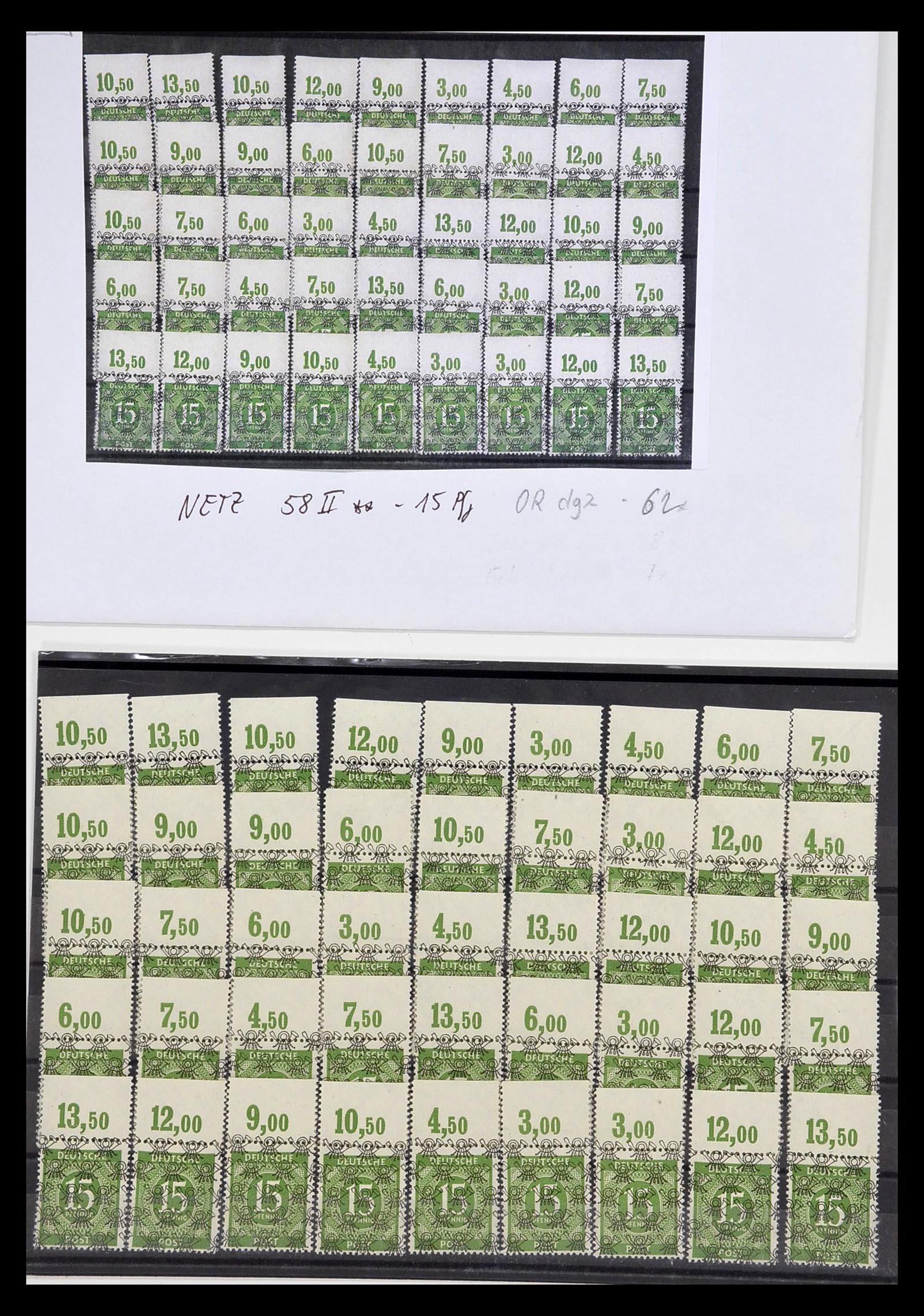34914 009 - Postzegelverzameling 34914 Duitse Zone band- en net opdrukken 1948.