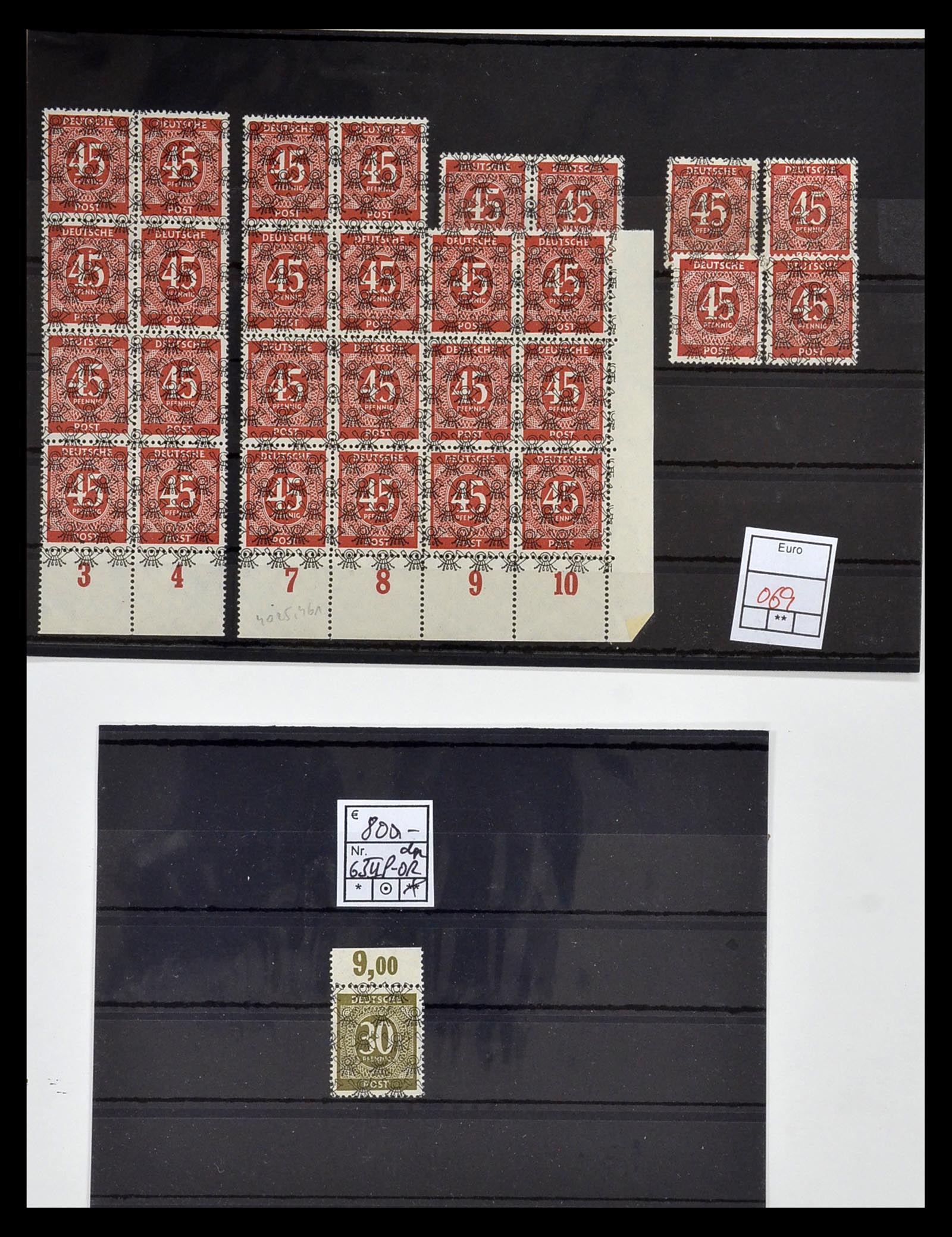 34914 013 - Postzegelverzameling 34914 Duitse Zone band- en net opdrukken 1948.