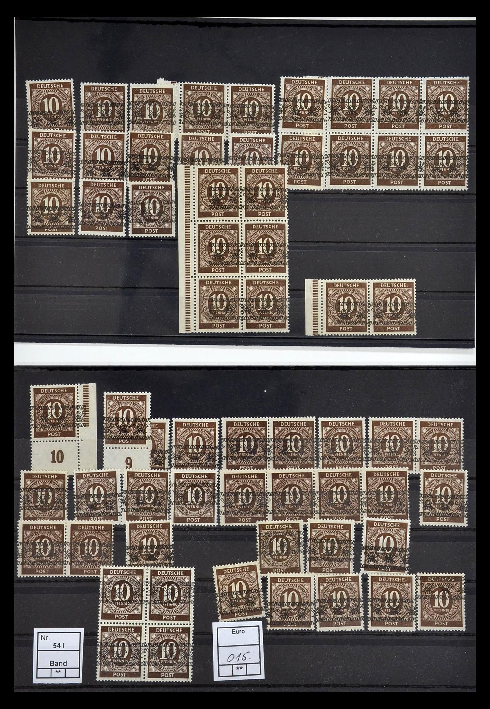 34914 030 - Postzegelverzameling 34914 Duitse Zone band- en net opdrukken 1948.