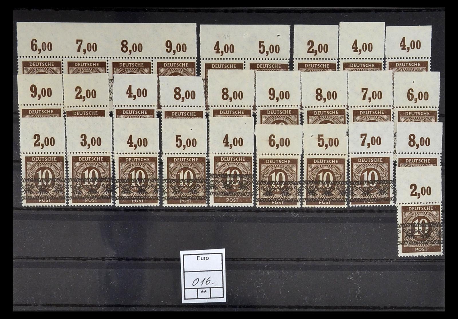 34914 031 - Postzegelverzameling 34914 Duitse Zone band- en net opdrukken 1948.