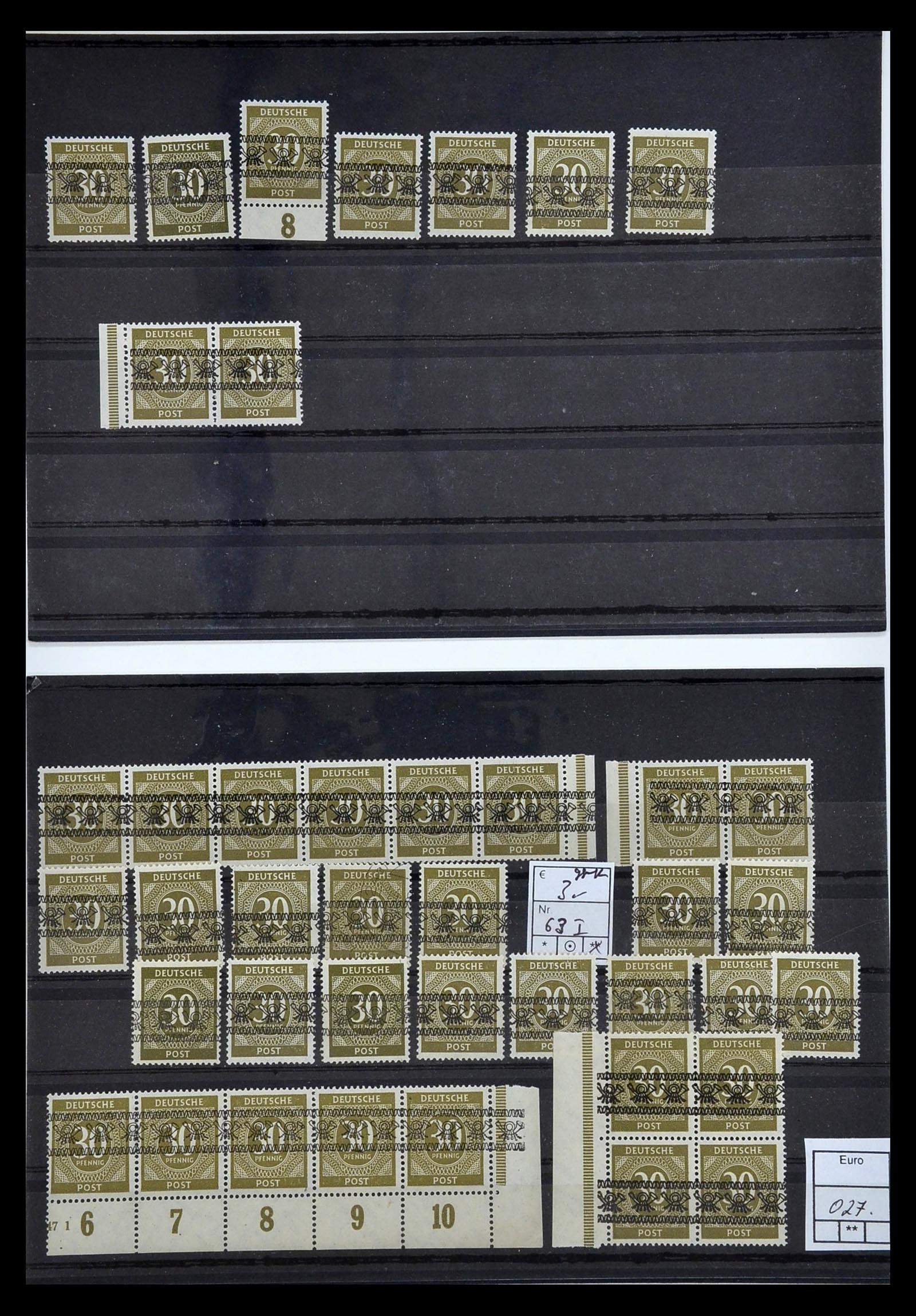 34914 039 - Stamp Collection 34914 German Zone band and net overprints 1948.