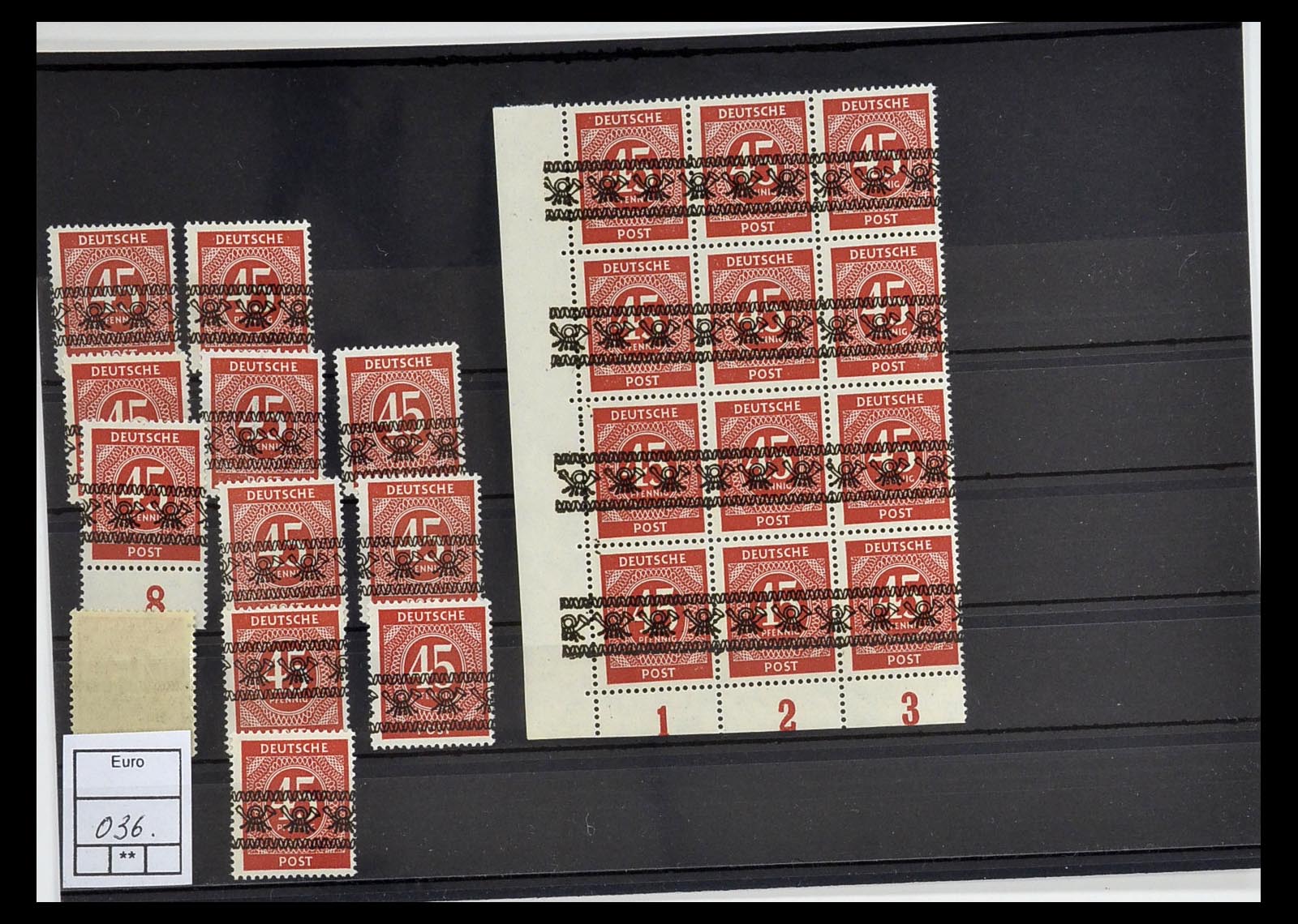 34914 042 - Postzegelverzameling 34914 Duitse Zone band- en net opdrukken 1948.