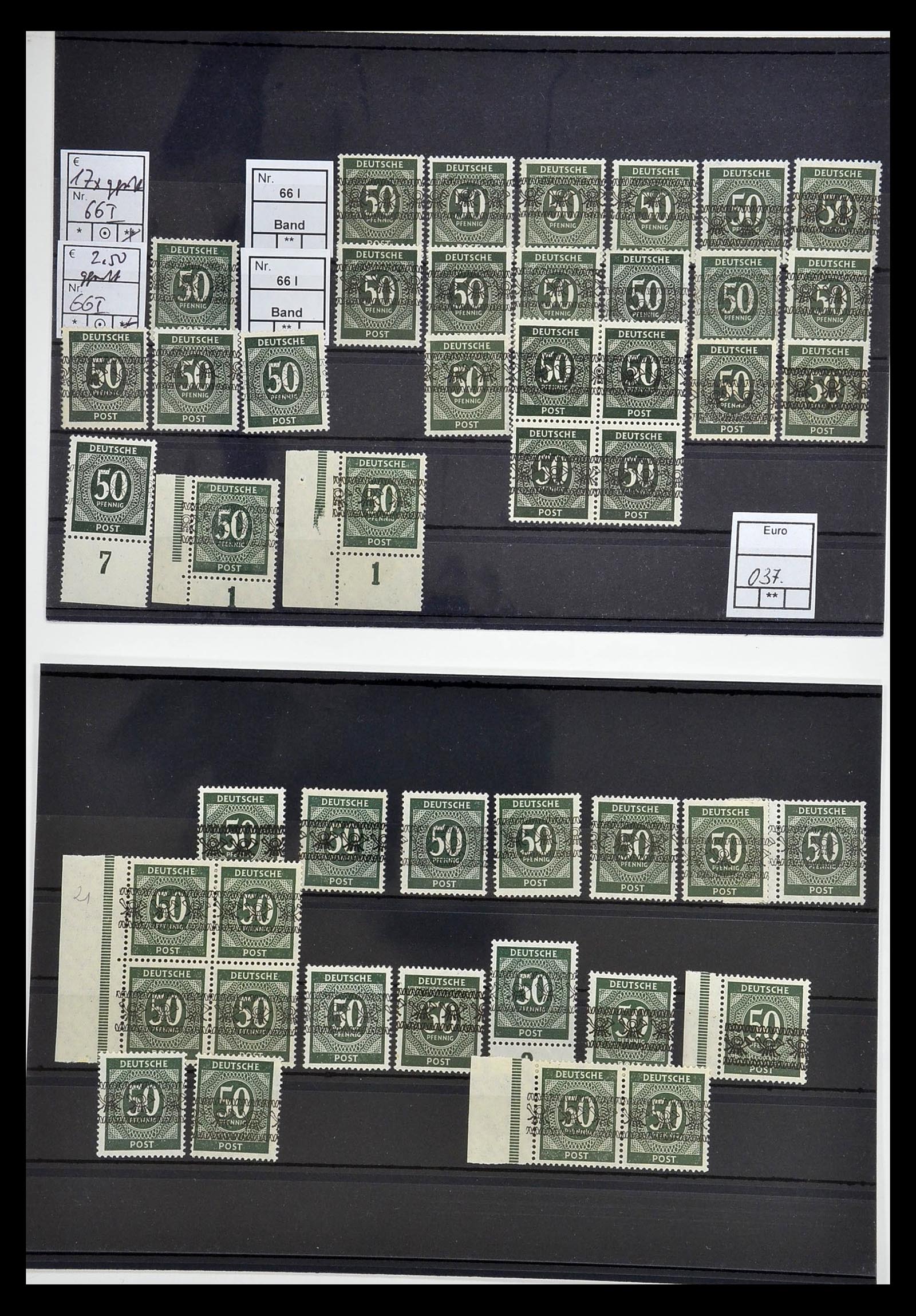 34914 043 - Postzegelverzameling 34914 Duitse Zone band- en net opdrukken 1948.