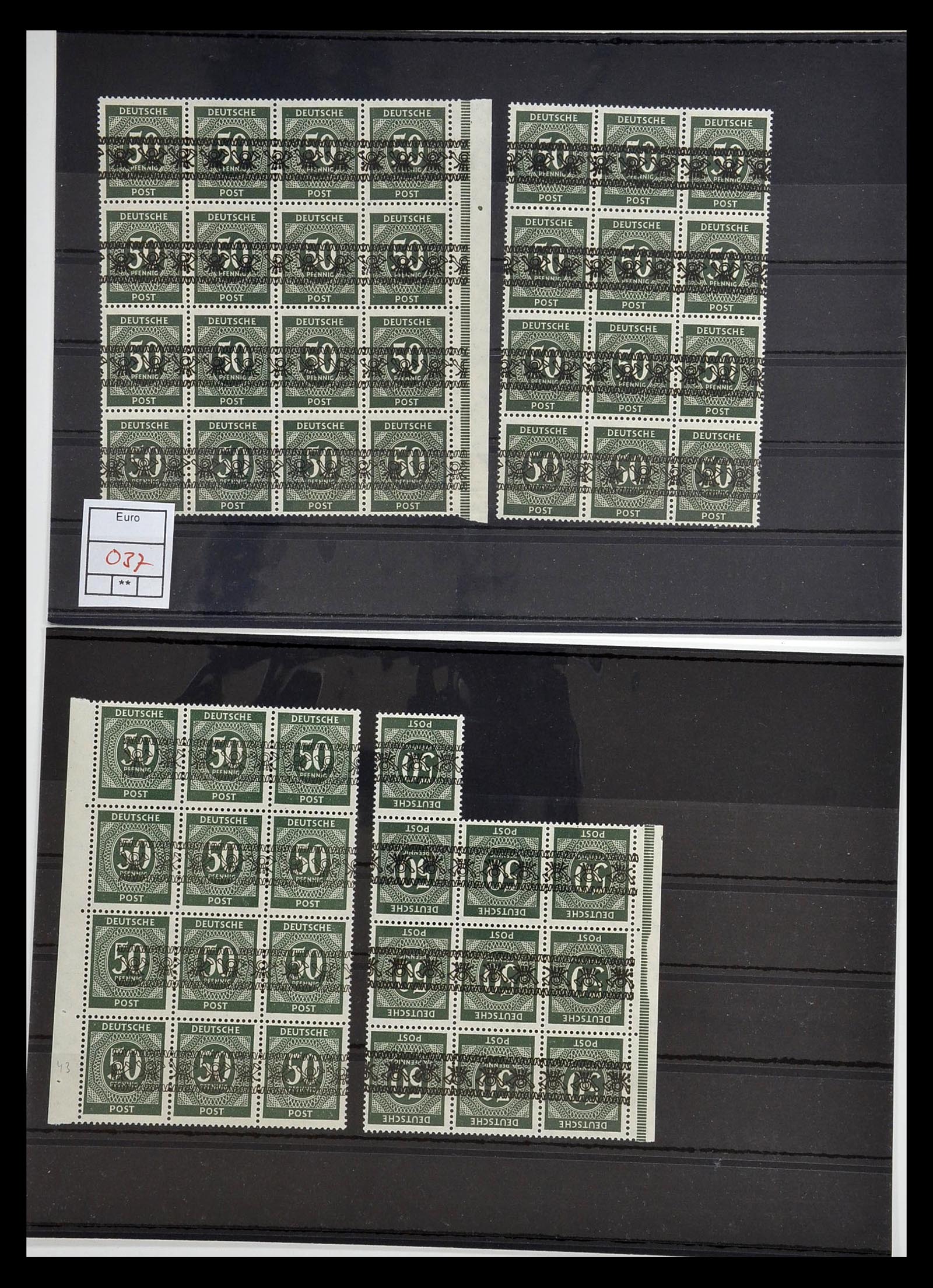 34914 044 - Postzegelverzameling 34914 Duitse Zone band- en net opdrukken 1948.