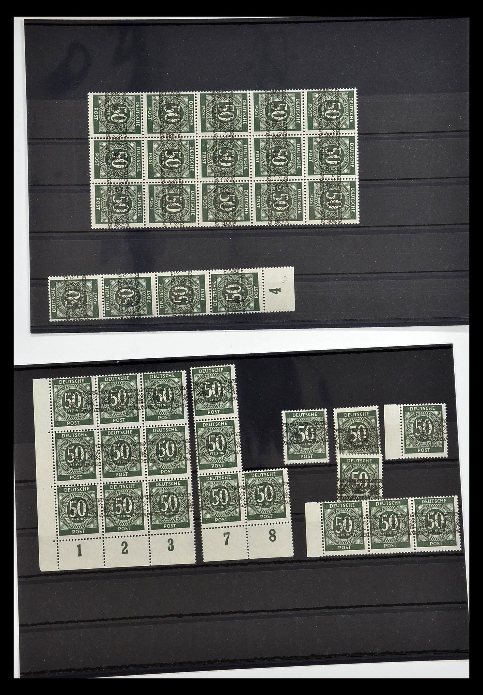 34914 045 - Postzegelverzameling 34914 Duitse Zone band- en net opdrukken 1948.