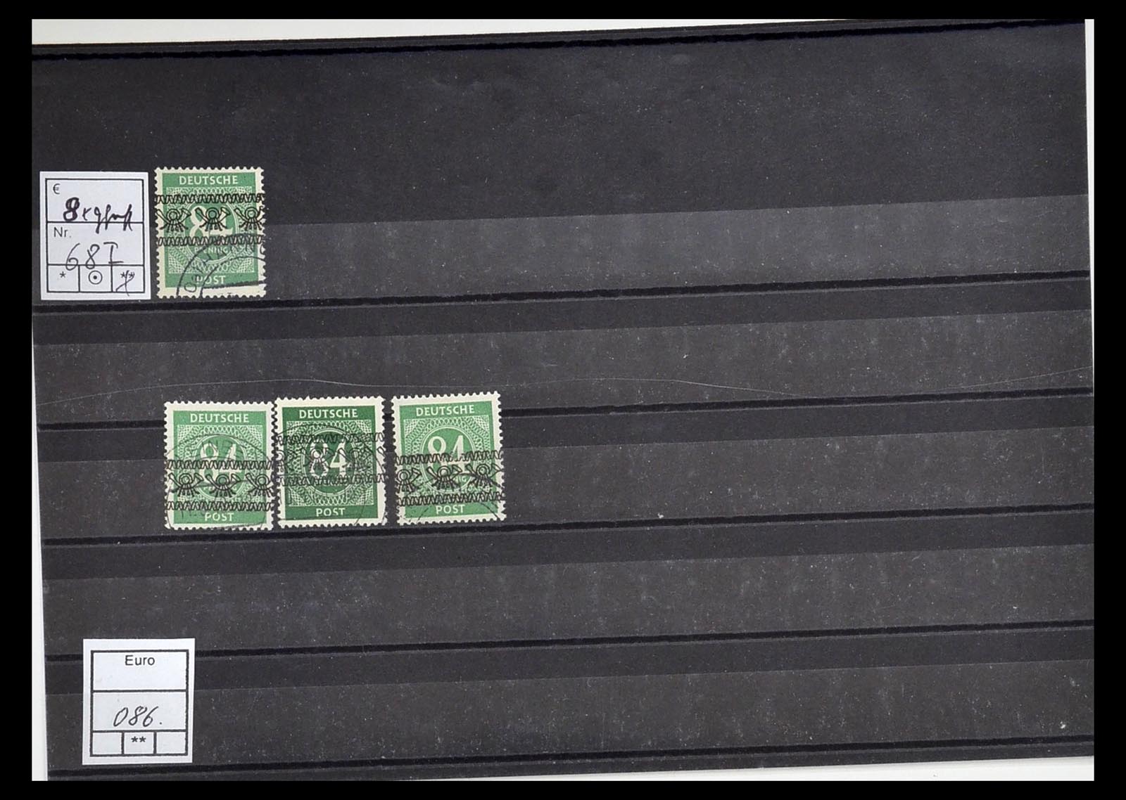 34914 052 - Postzegelverzameling 34914 Duitse Zone band- en net opdrukken 1948.