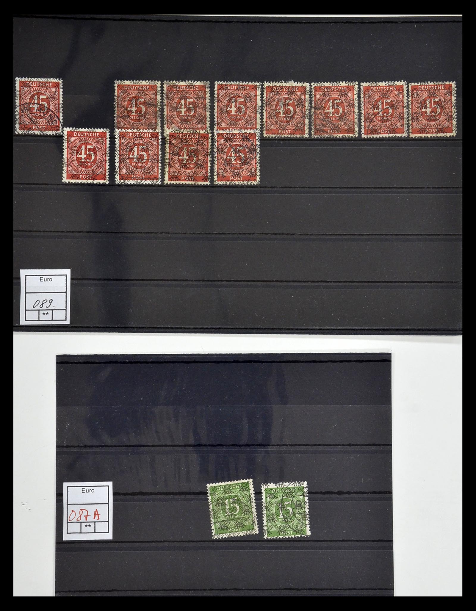 34914 057 - Postzegelverzameling 34914 Duitse Zone band- en net opdrukken 1948.