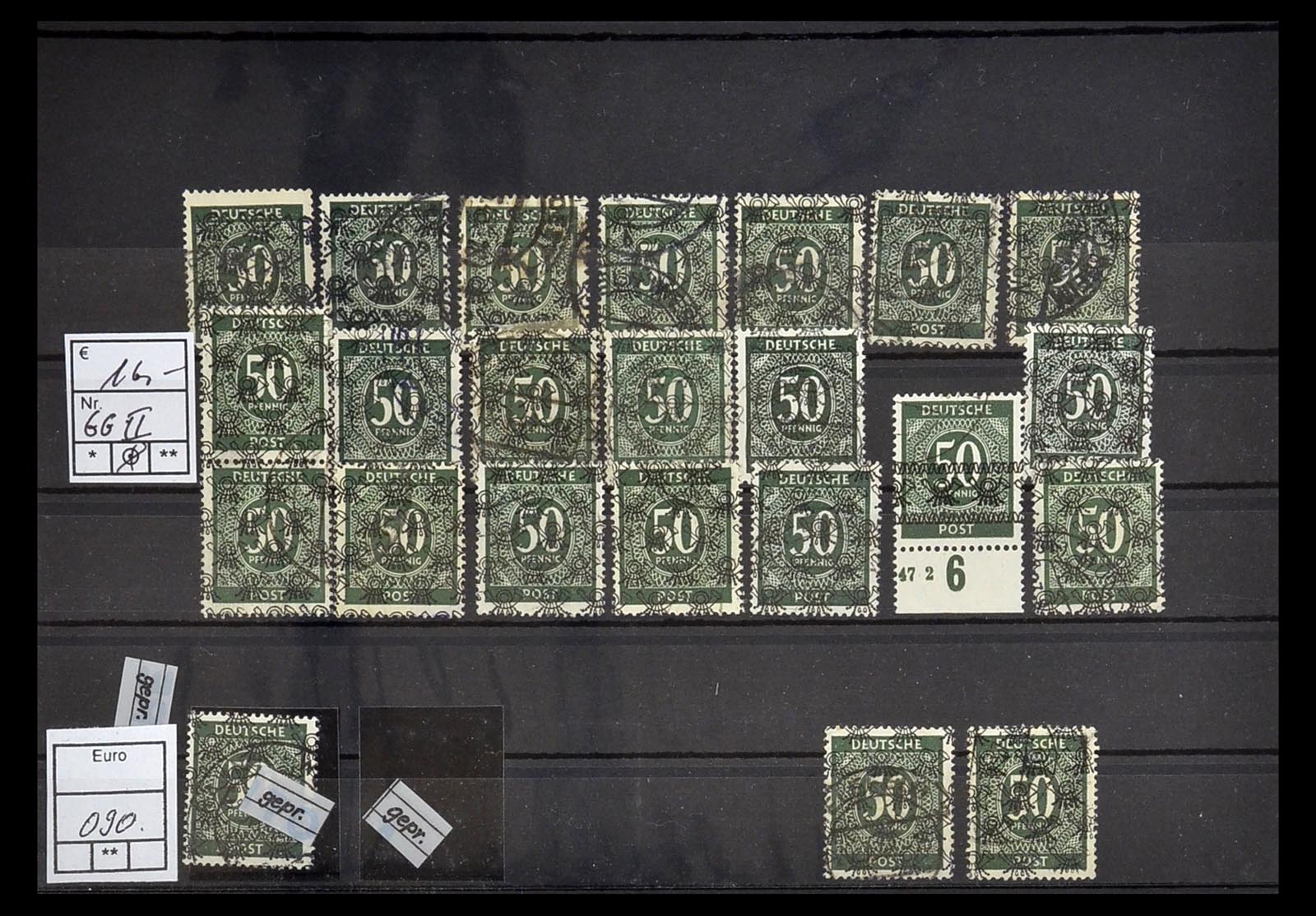 34914 058 - Postzegelverzameling 34914 Duitse Zone band- en net opdrukken 1948.