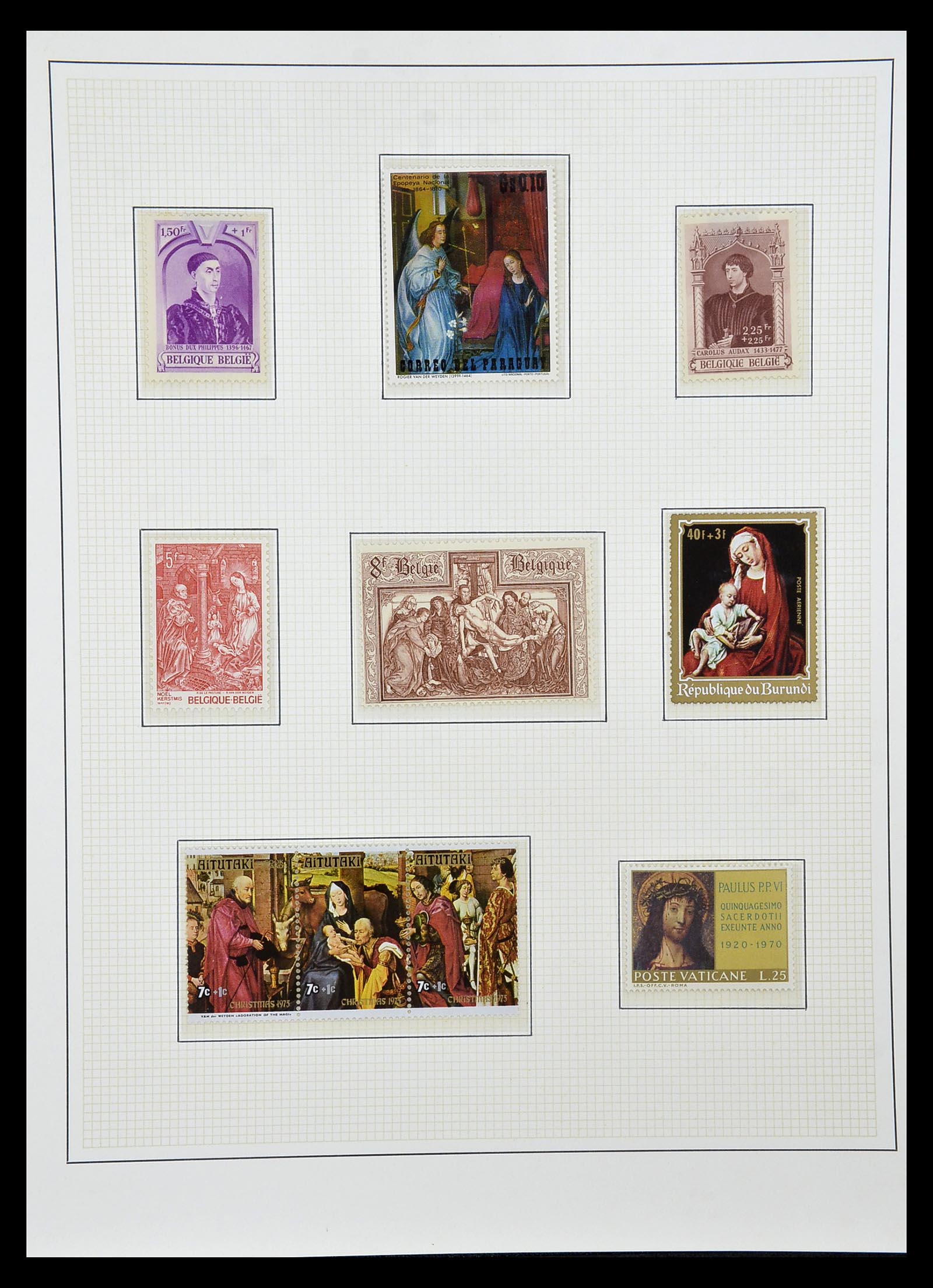 34946 030 - Postzegelverzameling 34946 Motief Kunst en Religie.
