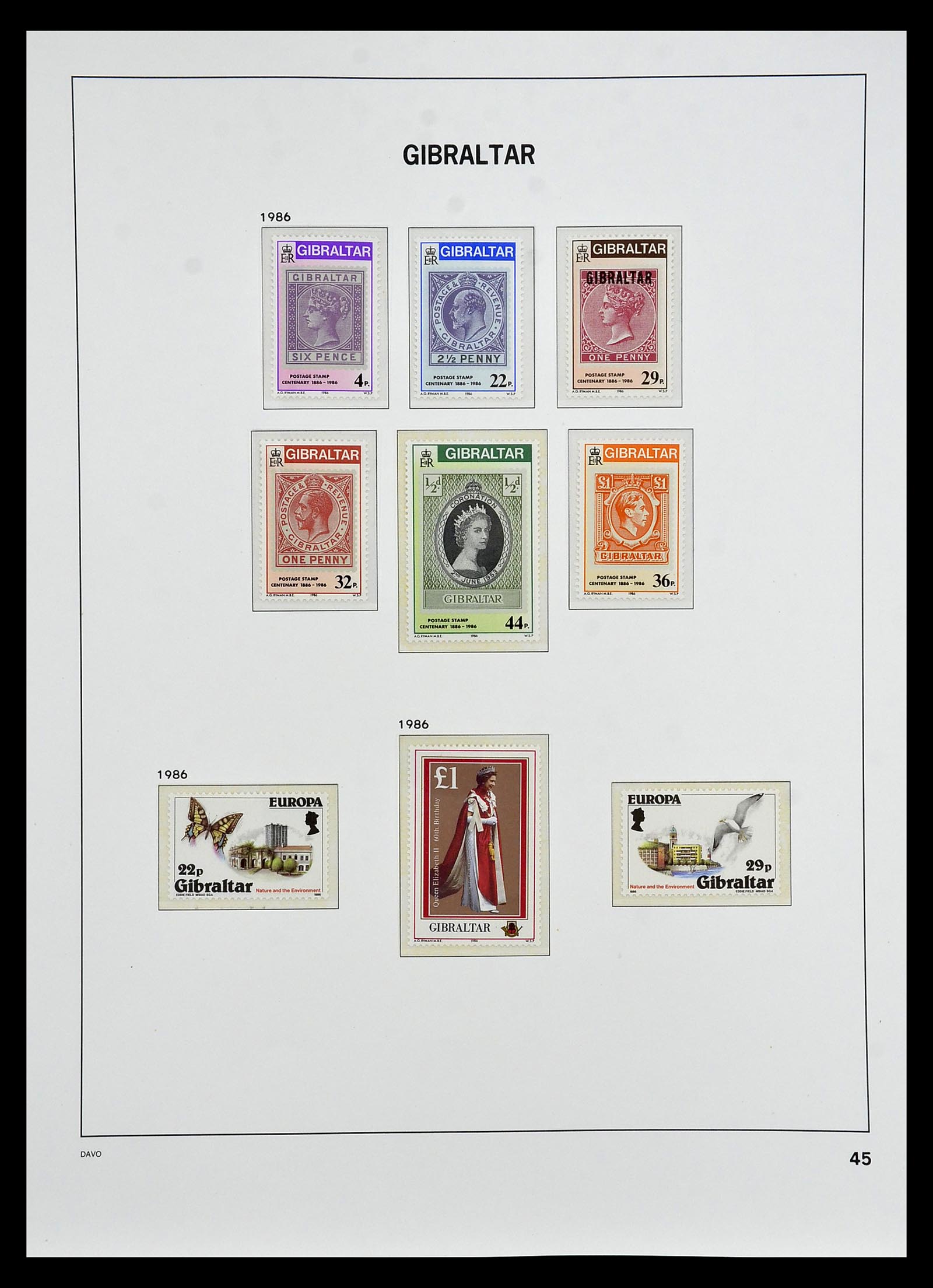 34947 040 - Postzegelverzameling 34947 Gibraltar 1912-2013.