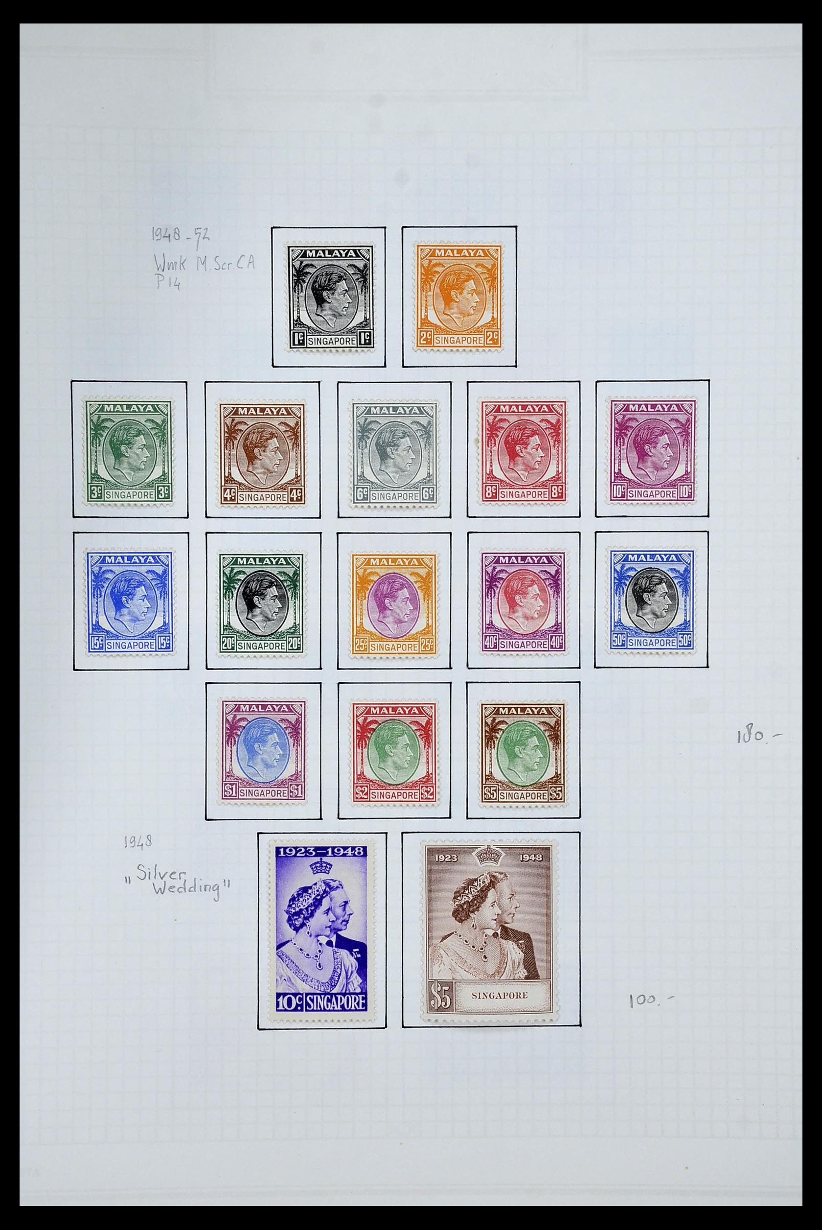 34952 001 - Postzegelverzameling 34952 Singapore 1948-1955.