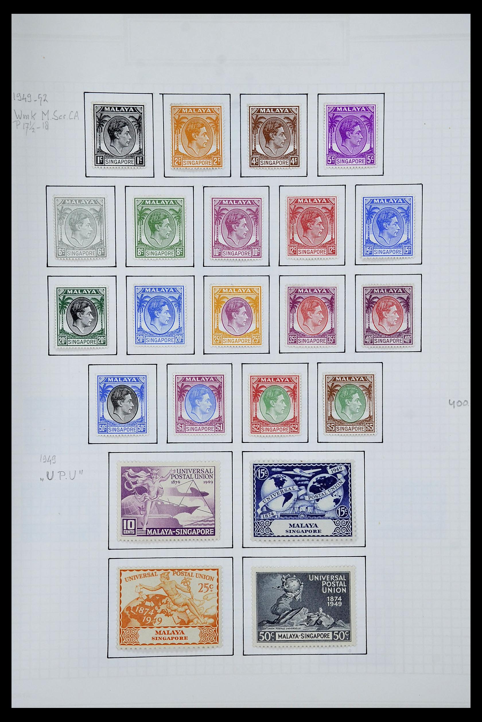 34952 002 - Postzegelverzameling 34952 Singapore 1948-1955.