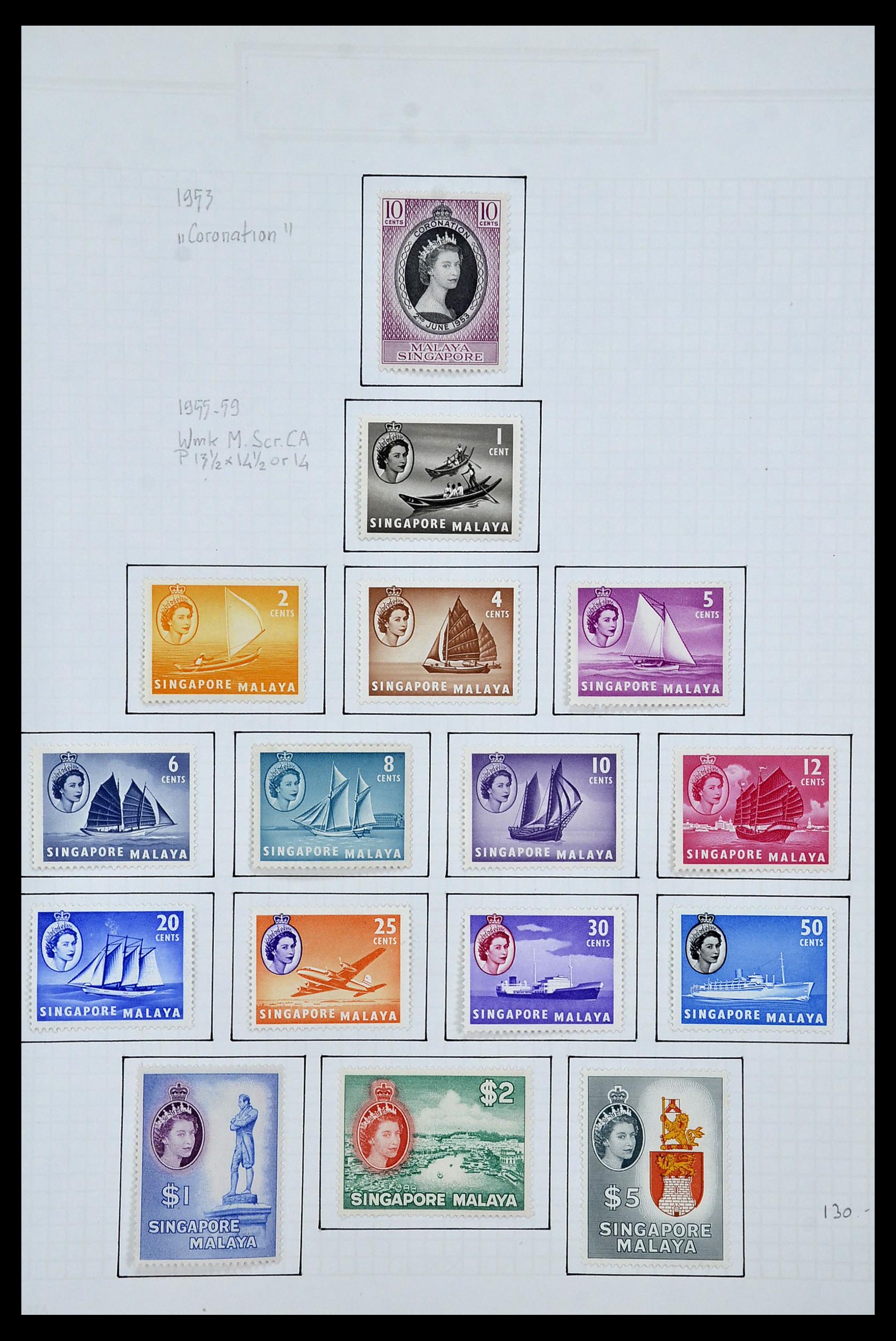 34952 003 - Postzegelverzameling 34952 Singapore 1948-1955.