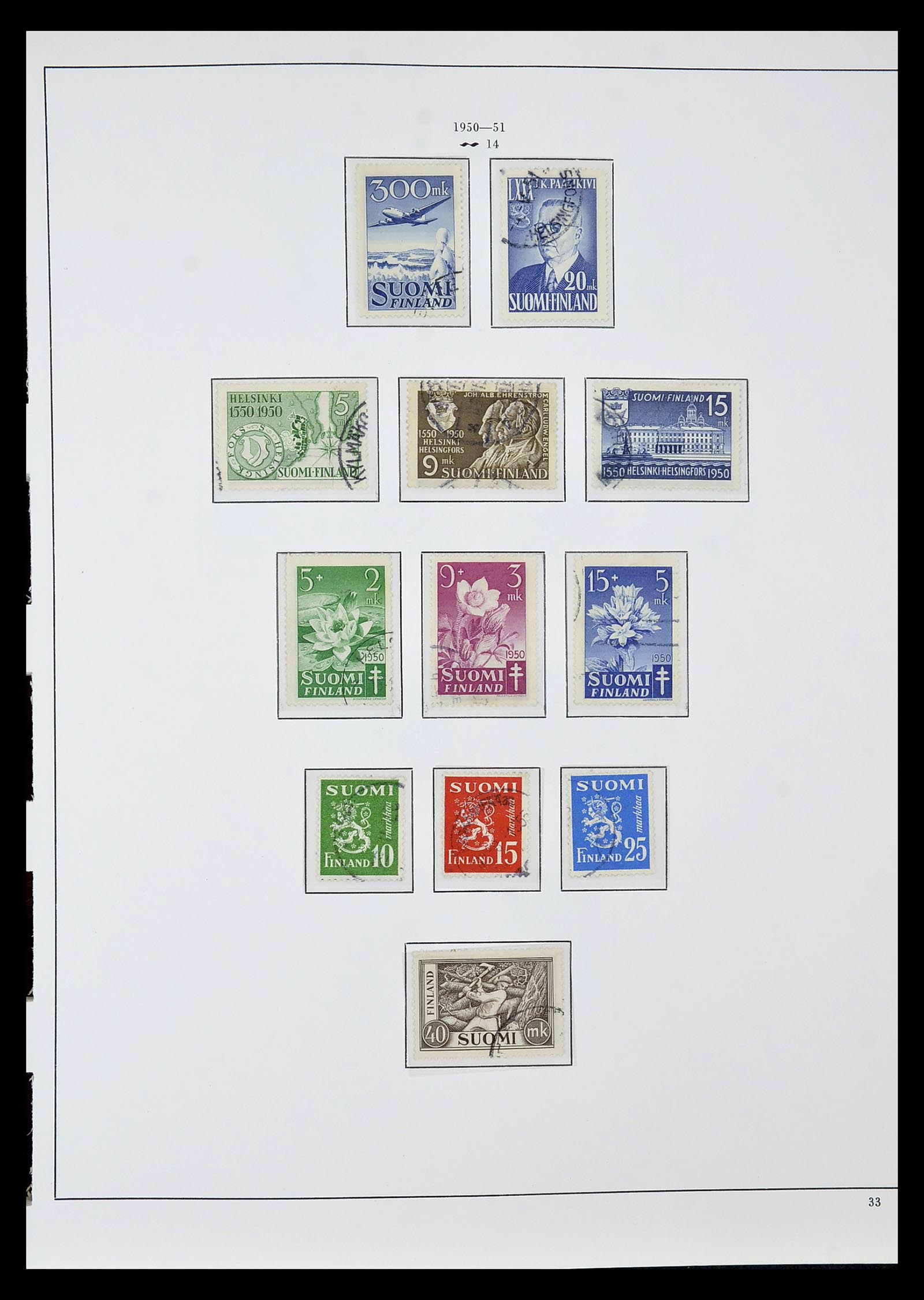 34955 035 - Postzegelverzameling 34955 Finland 1856-1990.