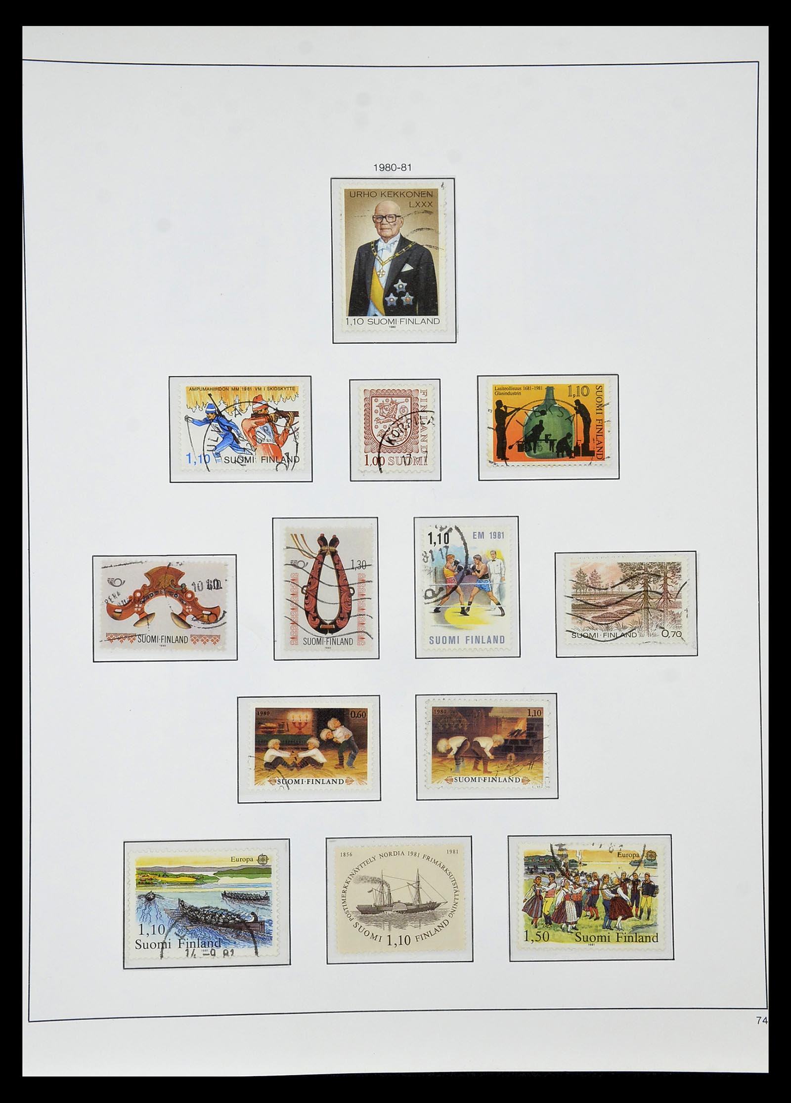 34955 075 - Postzegelverzameling 34955 Finland 1856-1990.