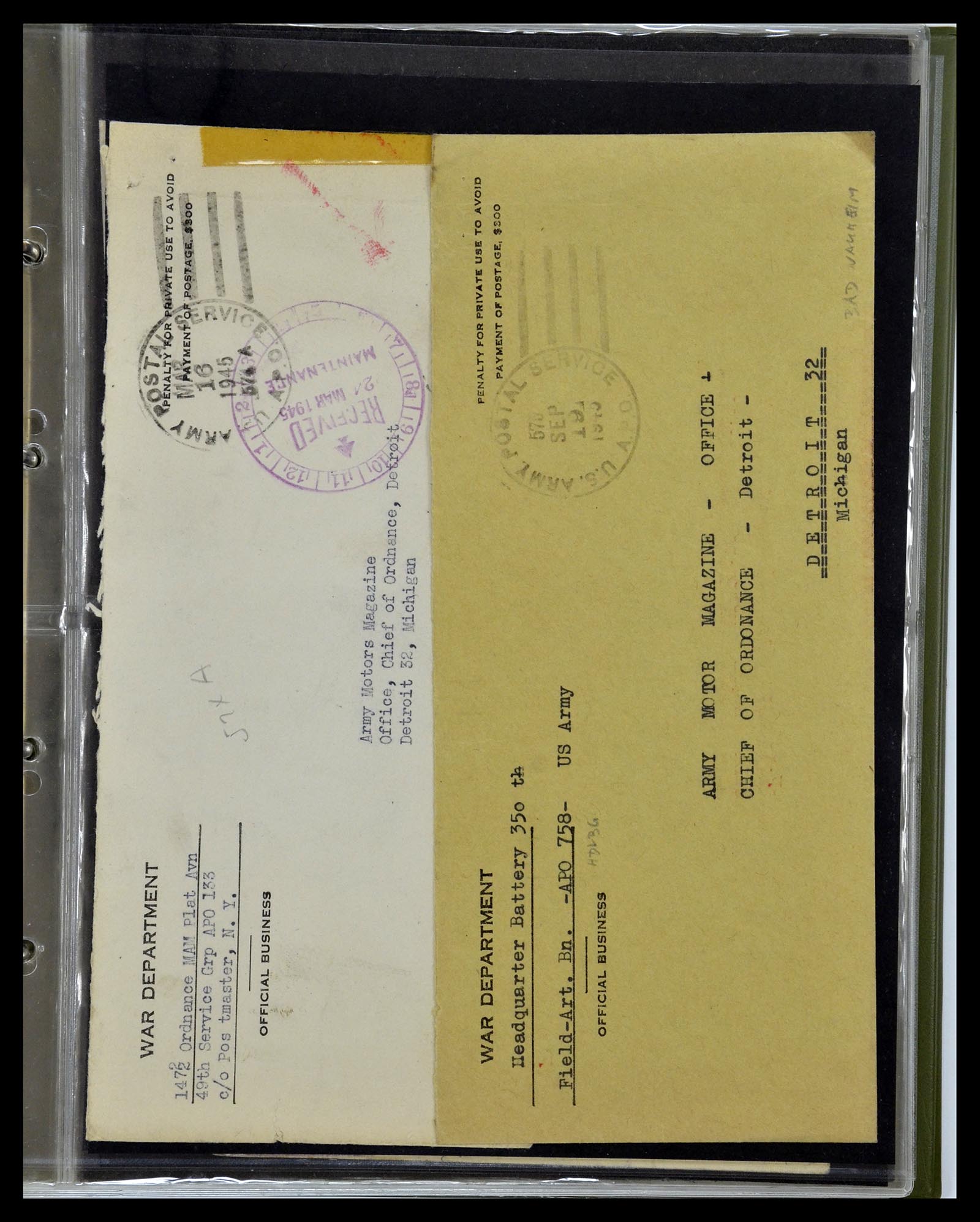34960 013 - Stamp Collection 34960 USA fieldpost covers 1941-1973.