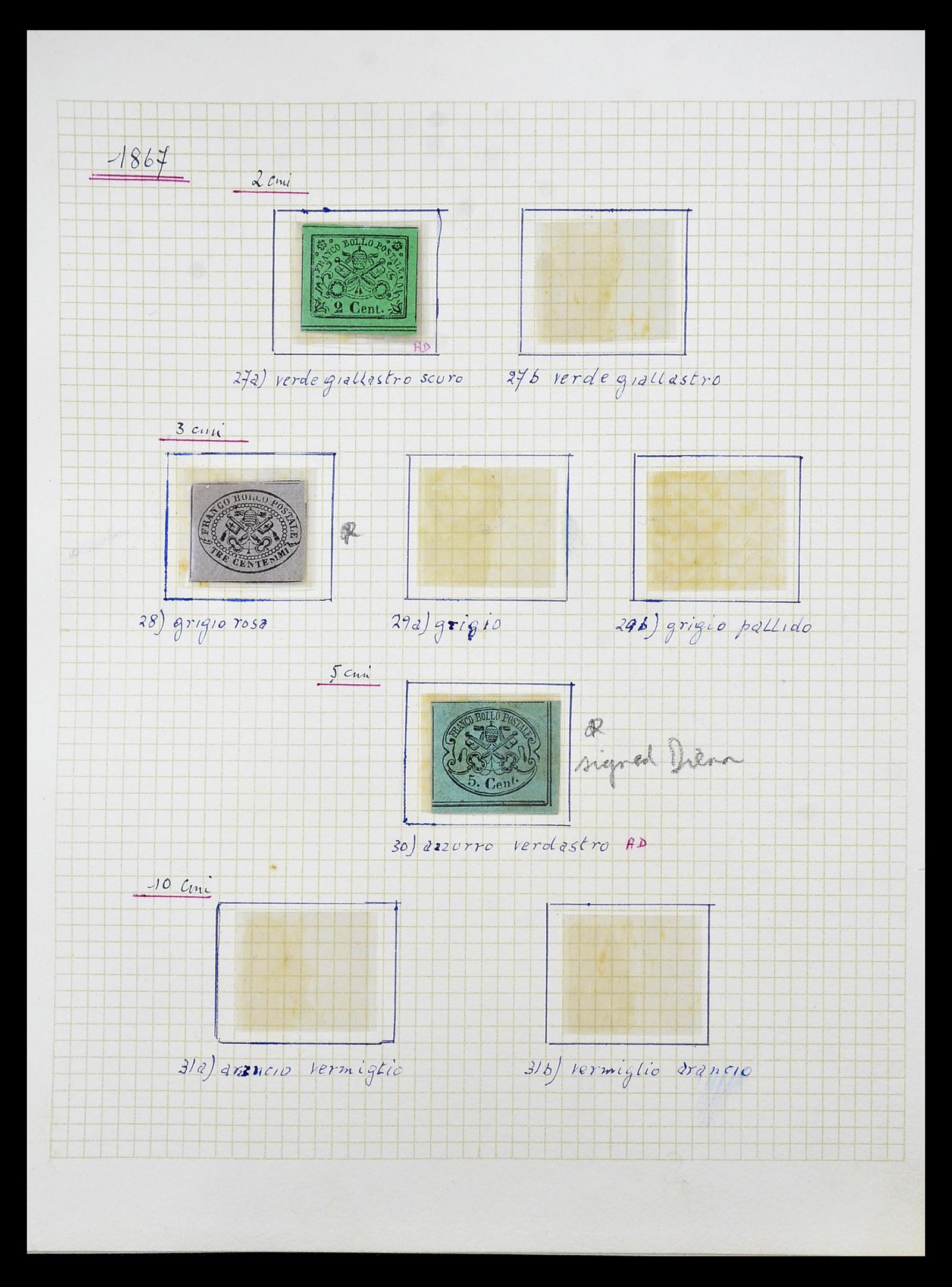 34965 012 - Postzegelverzameling 34965 Kerkelijke Staat 1852-1868.