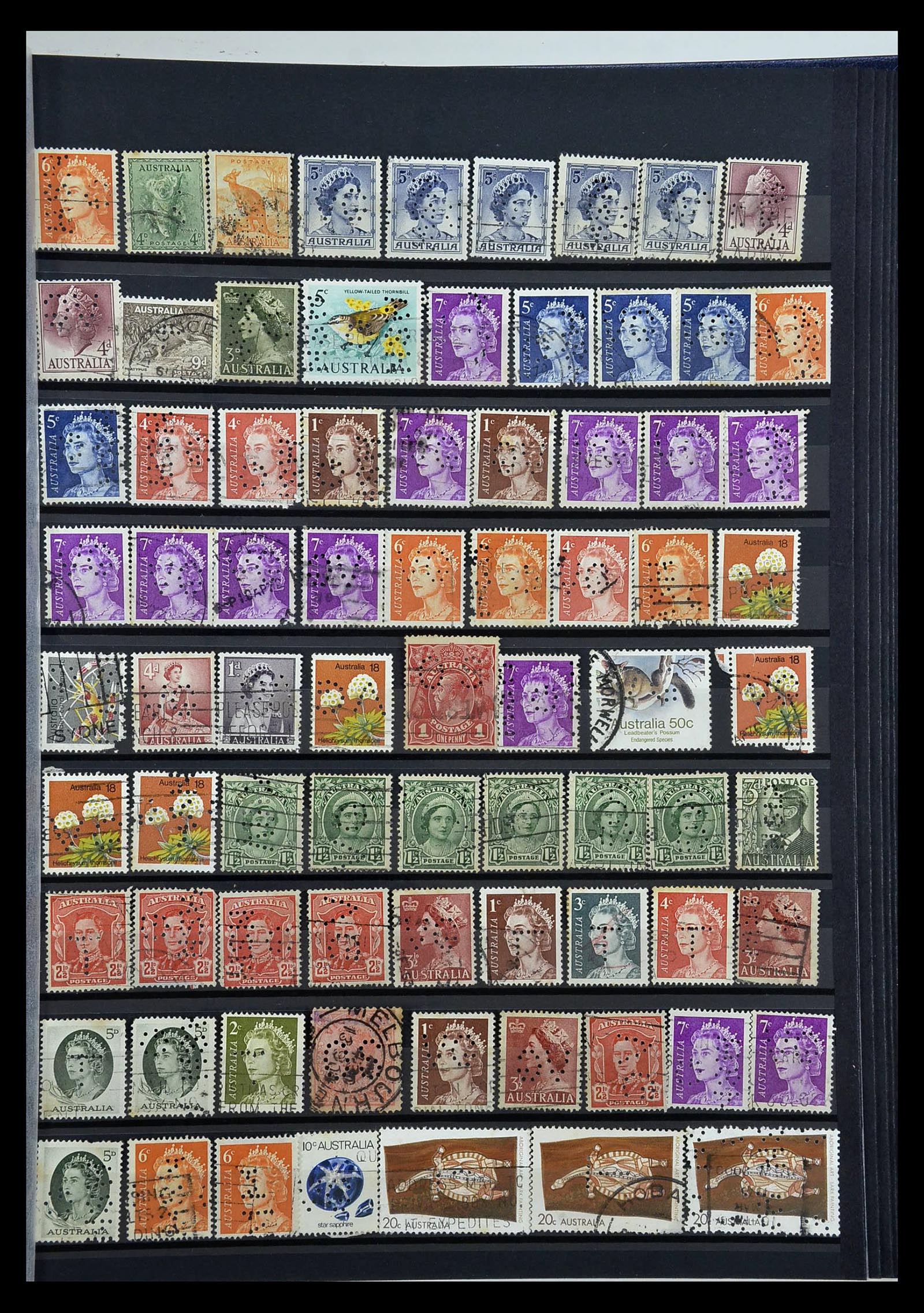 34968 027 - Postzegelverzameling 34968 Wereld perfins 1890-1965.