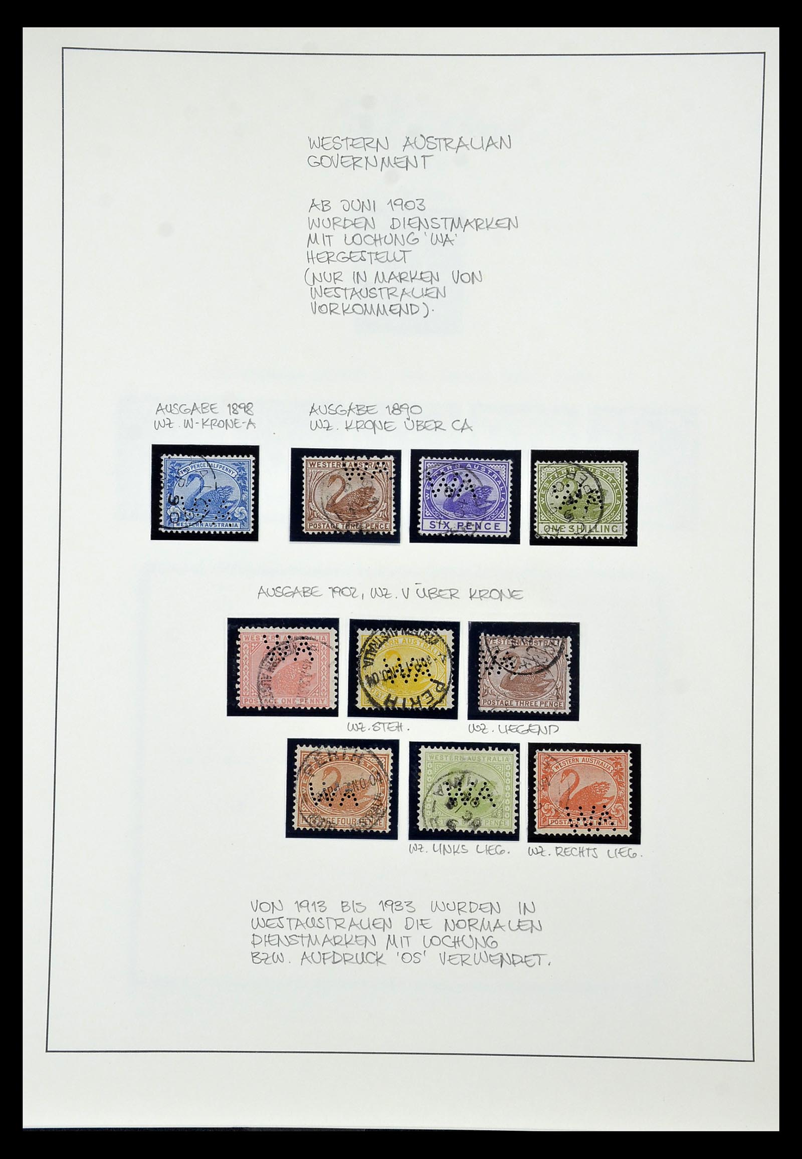 34992 001 - Postzegelverzameling 34992 West Australië dienstzegels 1903-1952.