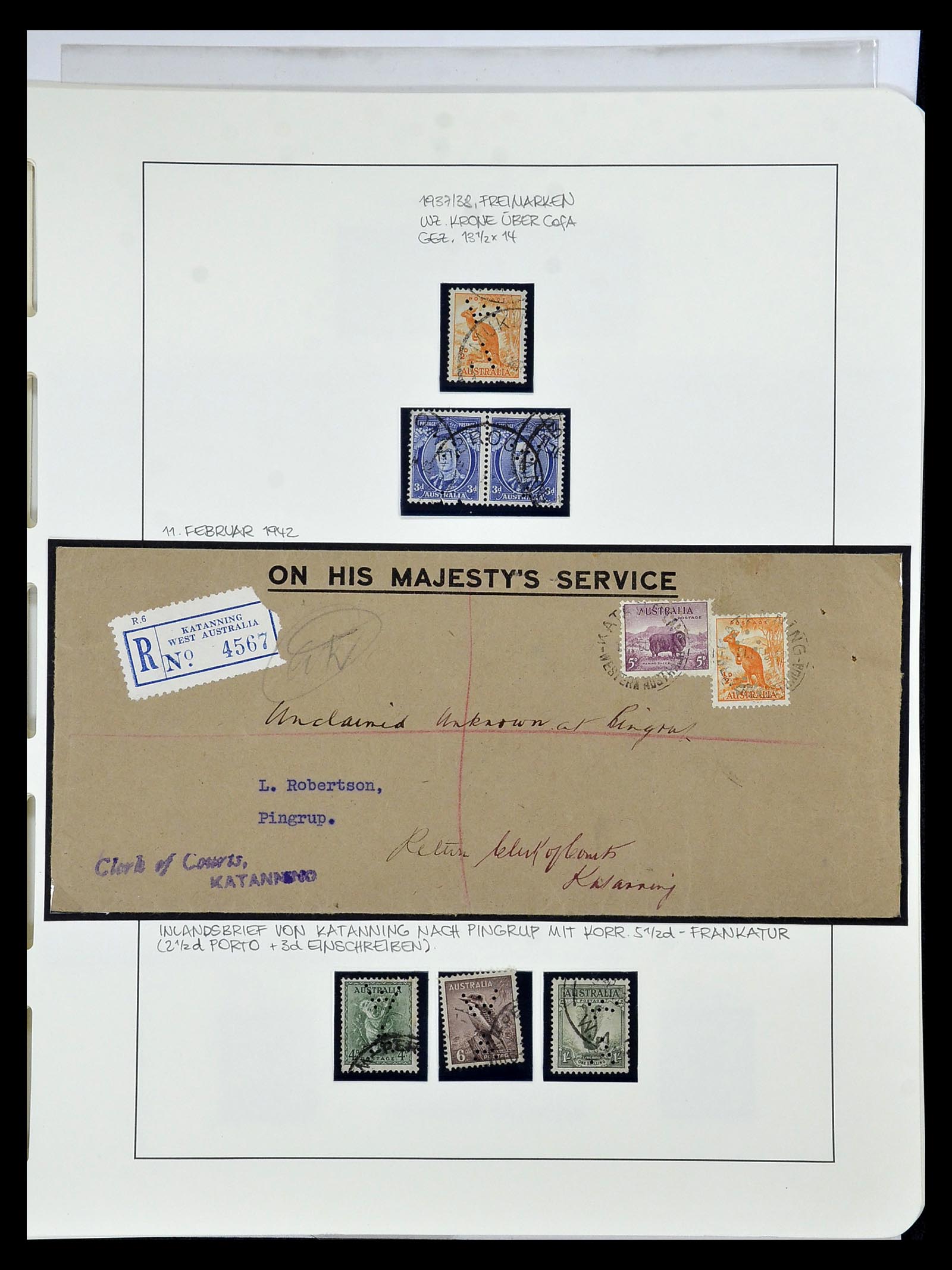 34992 004 - Postzegelverzameling 34992 West Australië dienstzegels 1903-1952.