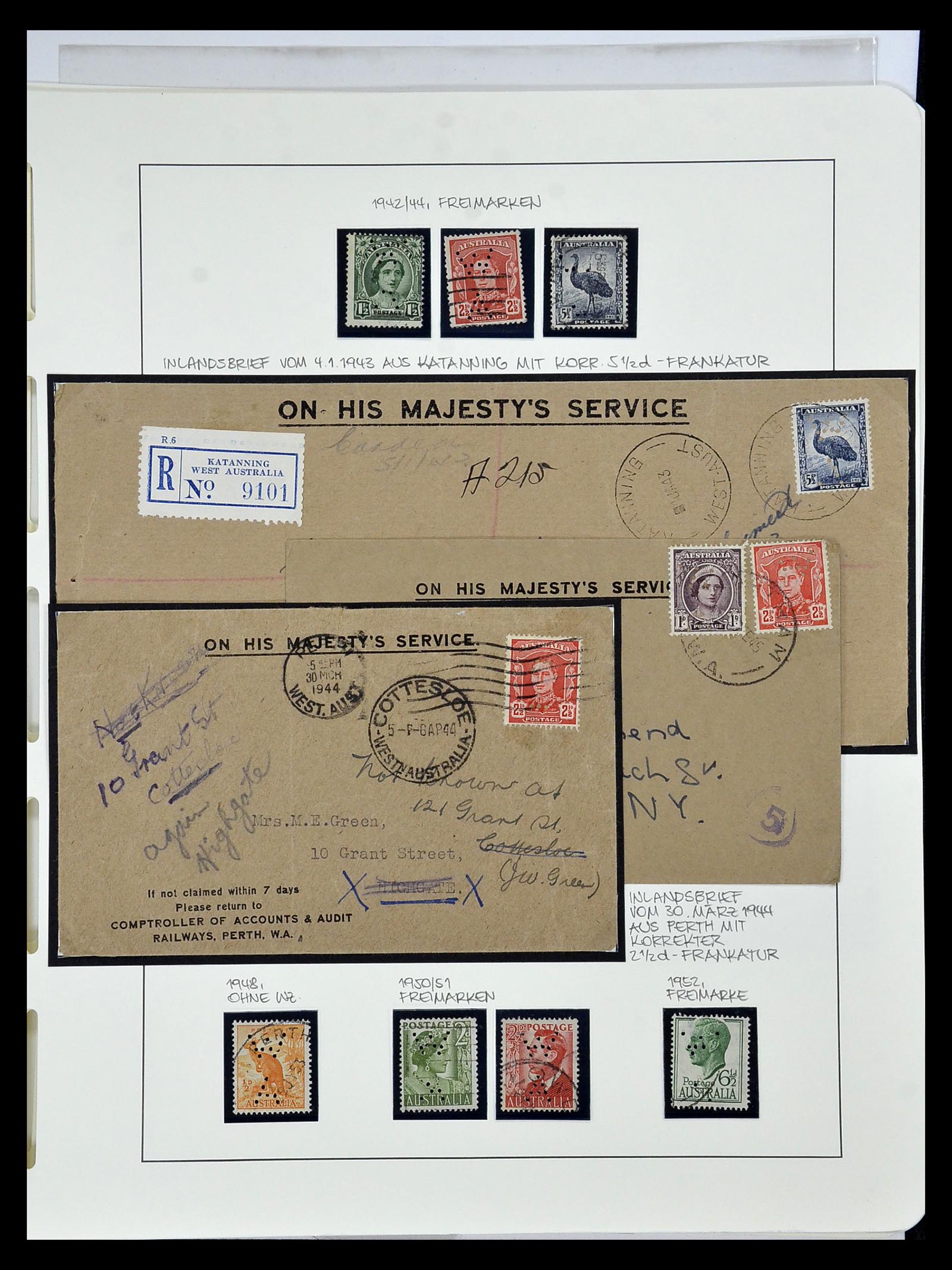 34992 005 - Postzegelverzameling 34992 West Australië dienstzegels 1903-1952.