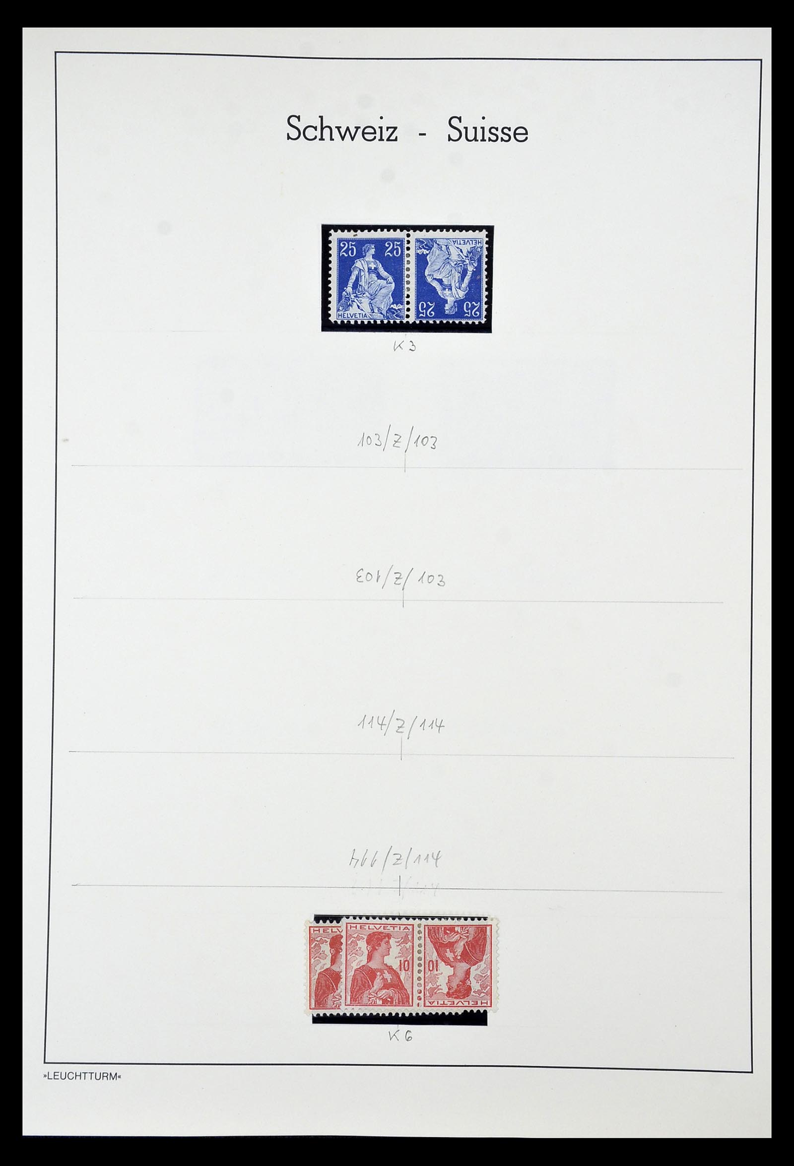 35002 001 - Stamp Collection 35002 Switzerland combinations 1910-1980.