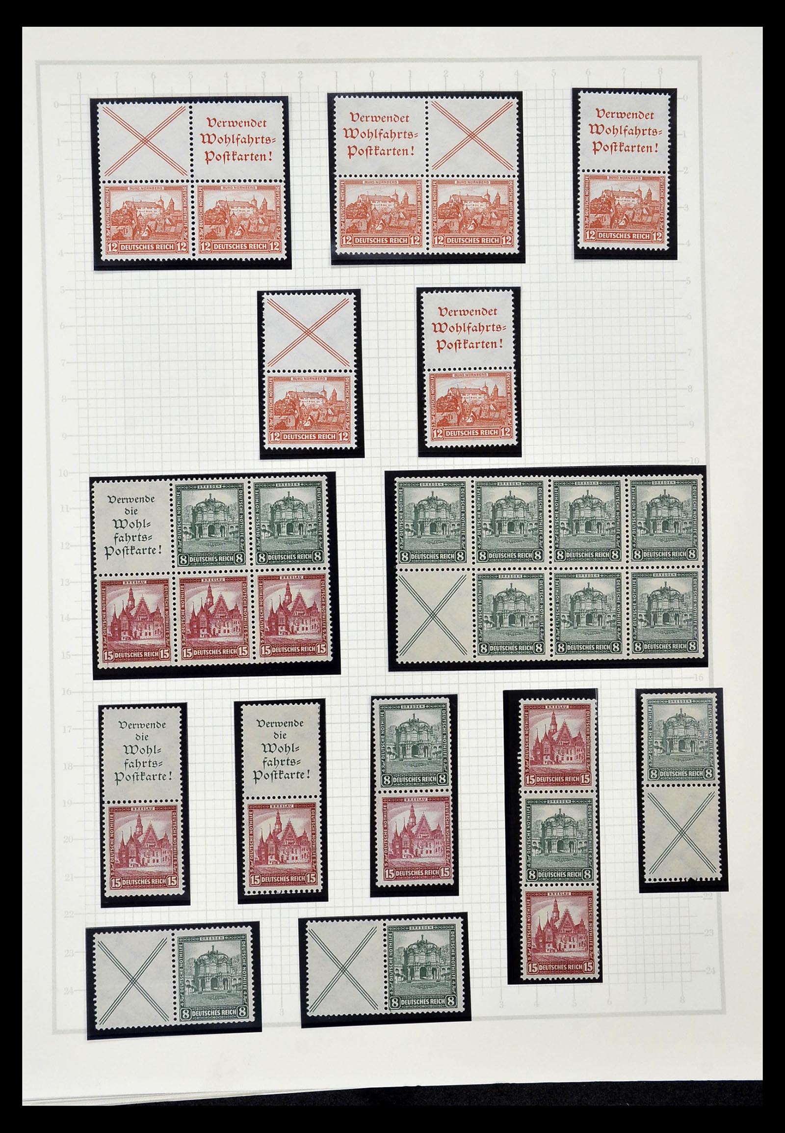 35015 006 - Postzegelverzameling 35015 Duitse Rijk combinaties 1912-1942.
