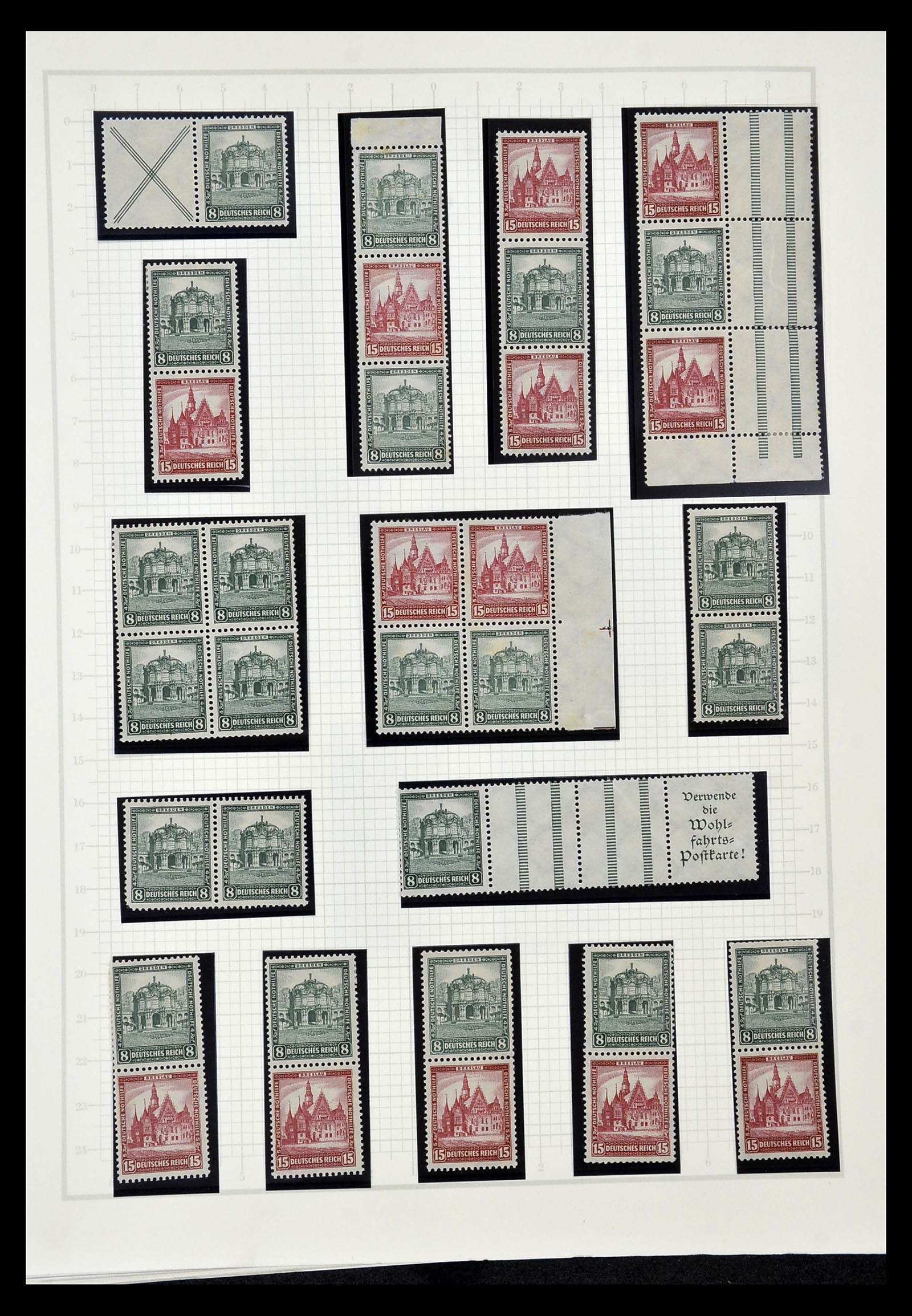 35015 007 - Postzegelverzameling 35015 Duitse Rijk combinaties 1912-1942.