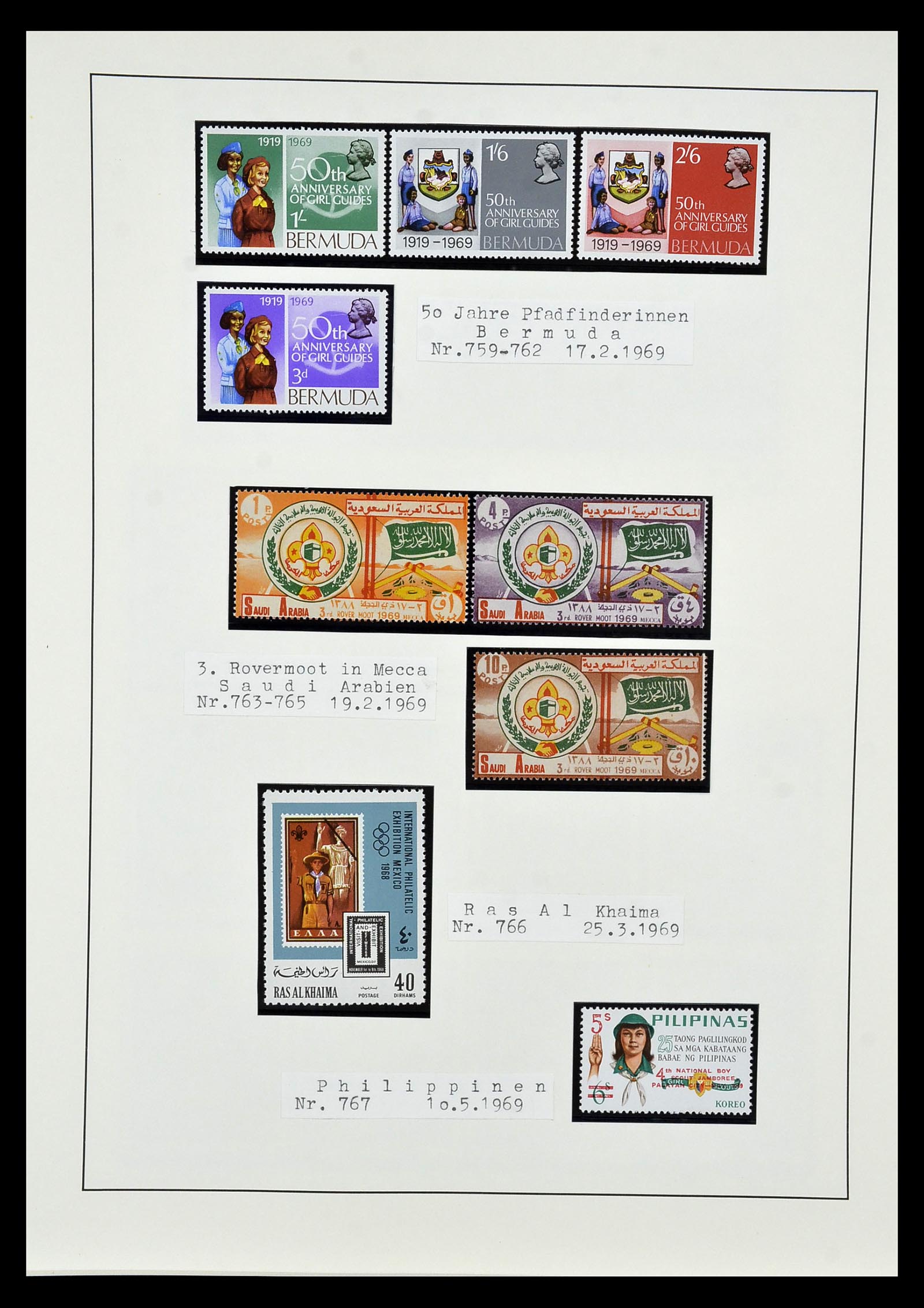 35069 069 - Postzegelverzameling 35069 Motief scouting 1925-2010.