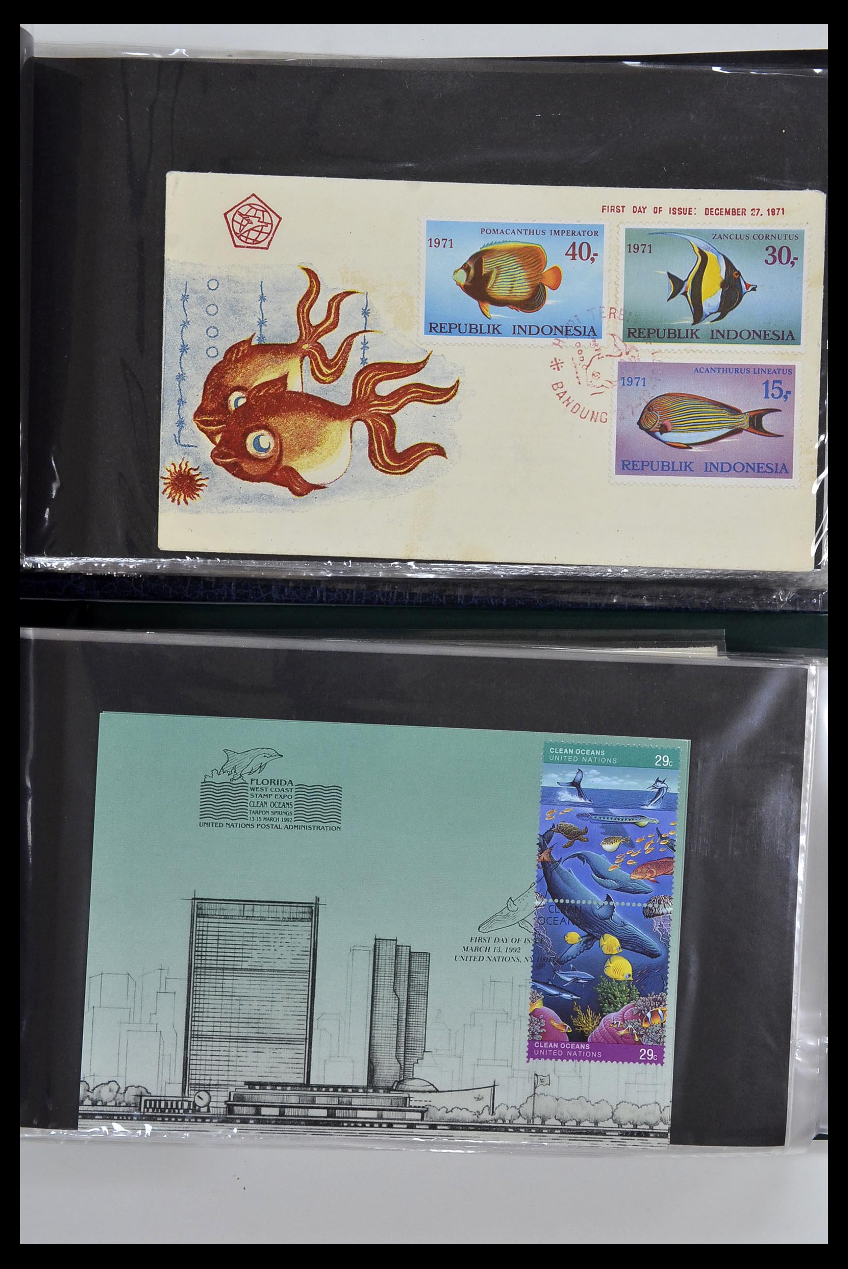 35076 006 - Stamp Collection 35076 Thematics fishes covers 1912-2000.