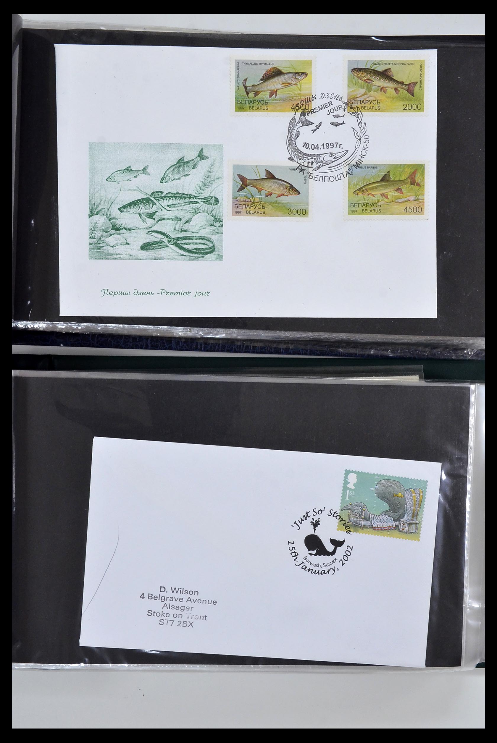 35076 009 - Stamp Collection 35076 Thematics fishes covers 1912-2000.