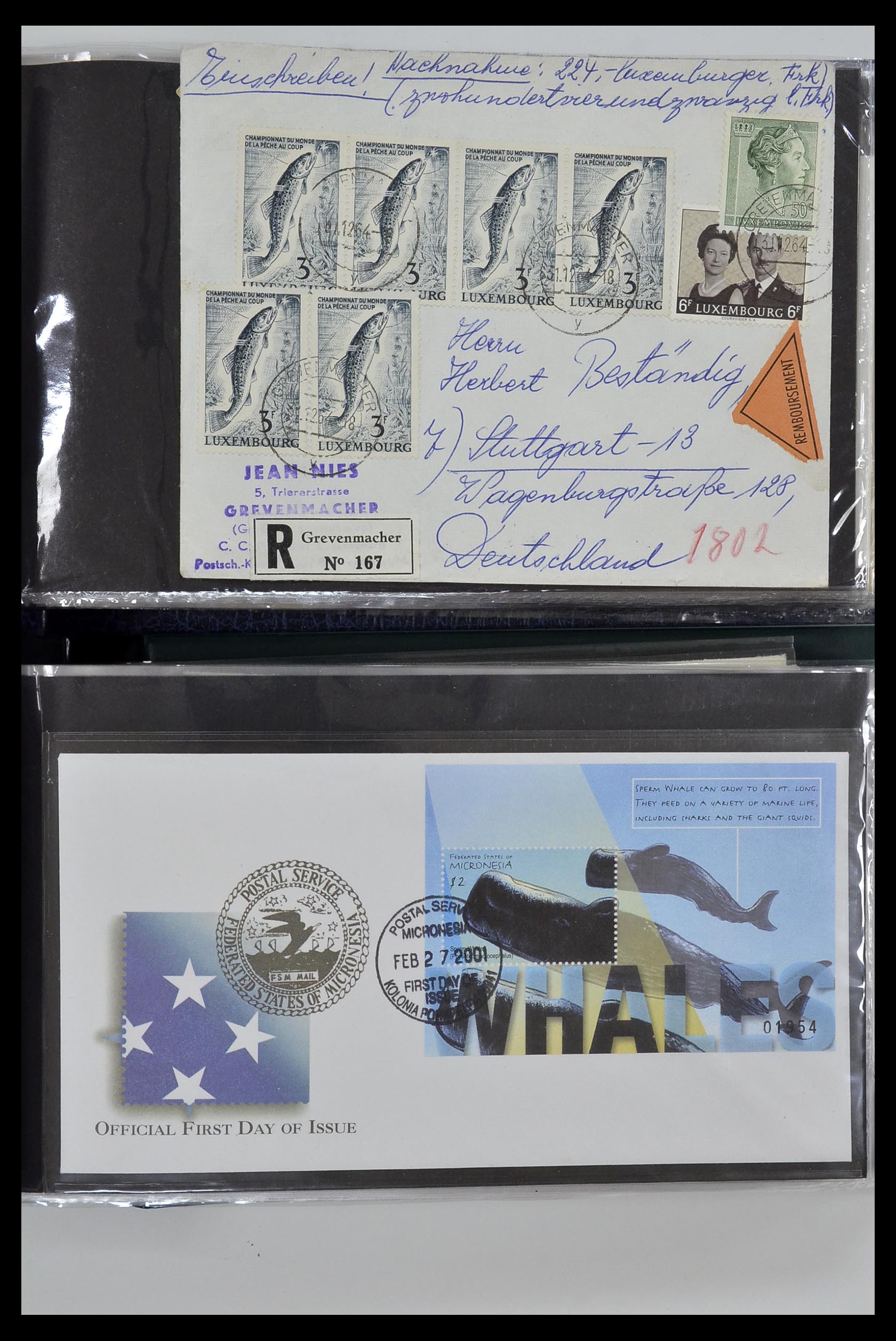 35076 013 - Postzegelverzameling 35076 Motief vissen brieven 1912-2000.