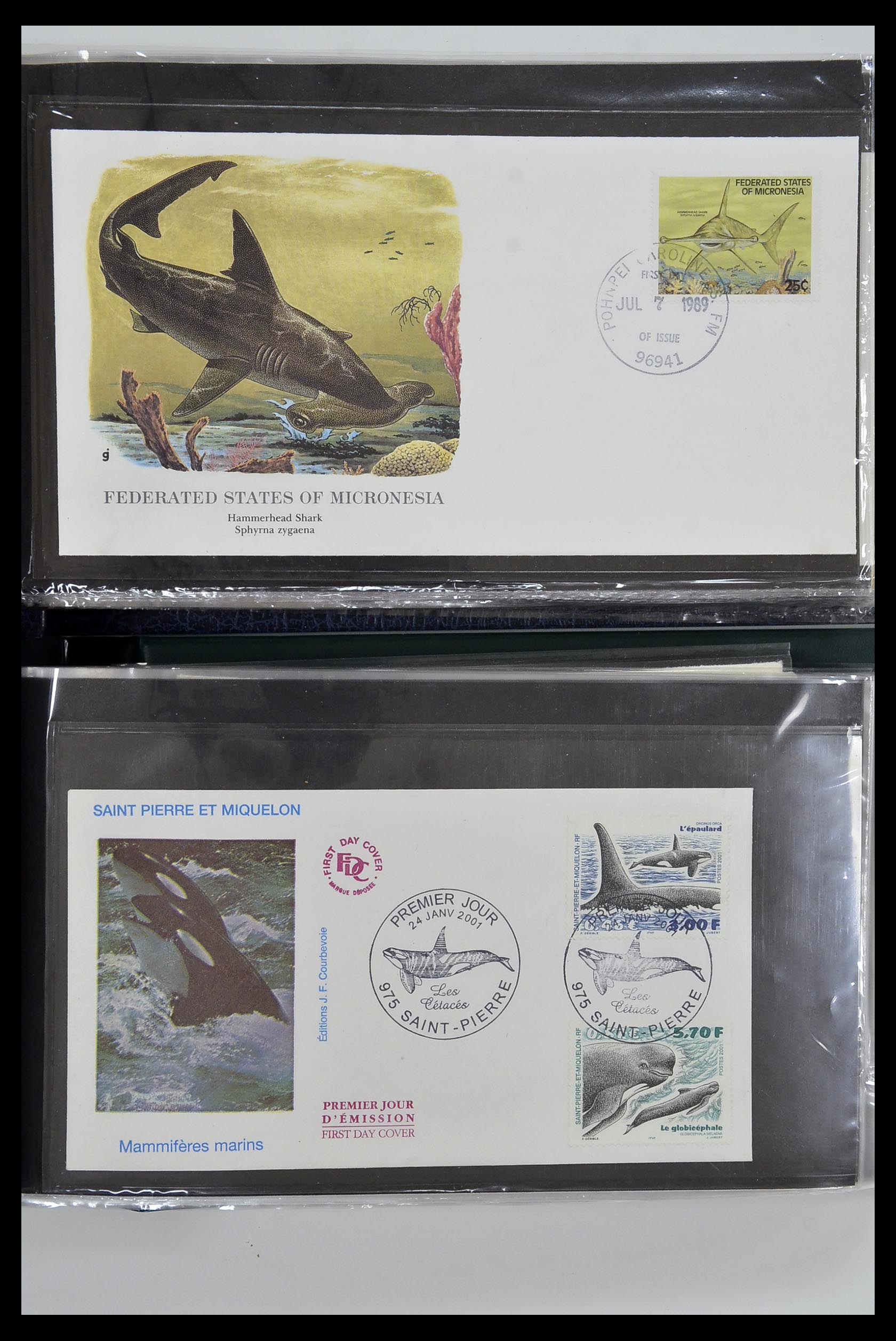 35076 014 - Stamp Collection 35076 Thematics fishes covers 1912-2000.