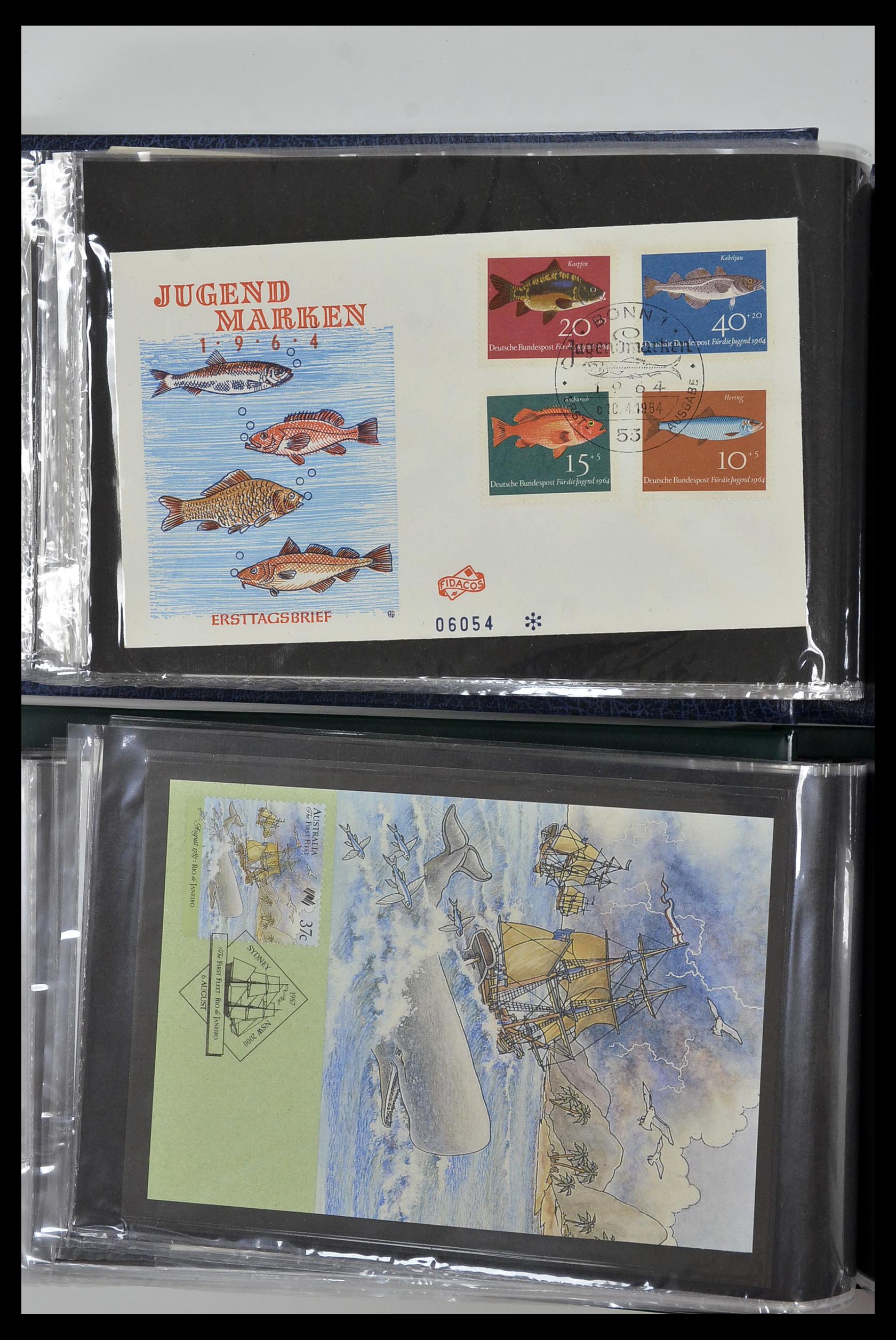 35076 029 - Postzegelverzameling 35076 Motief vissen brieven 1912-2000.