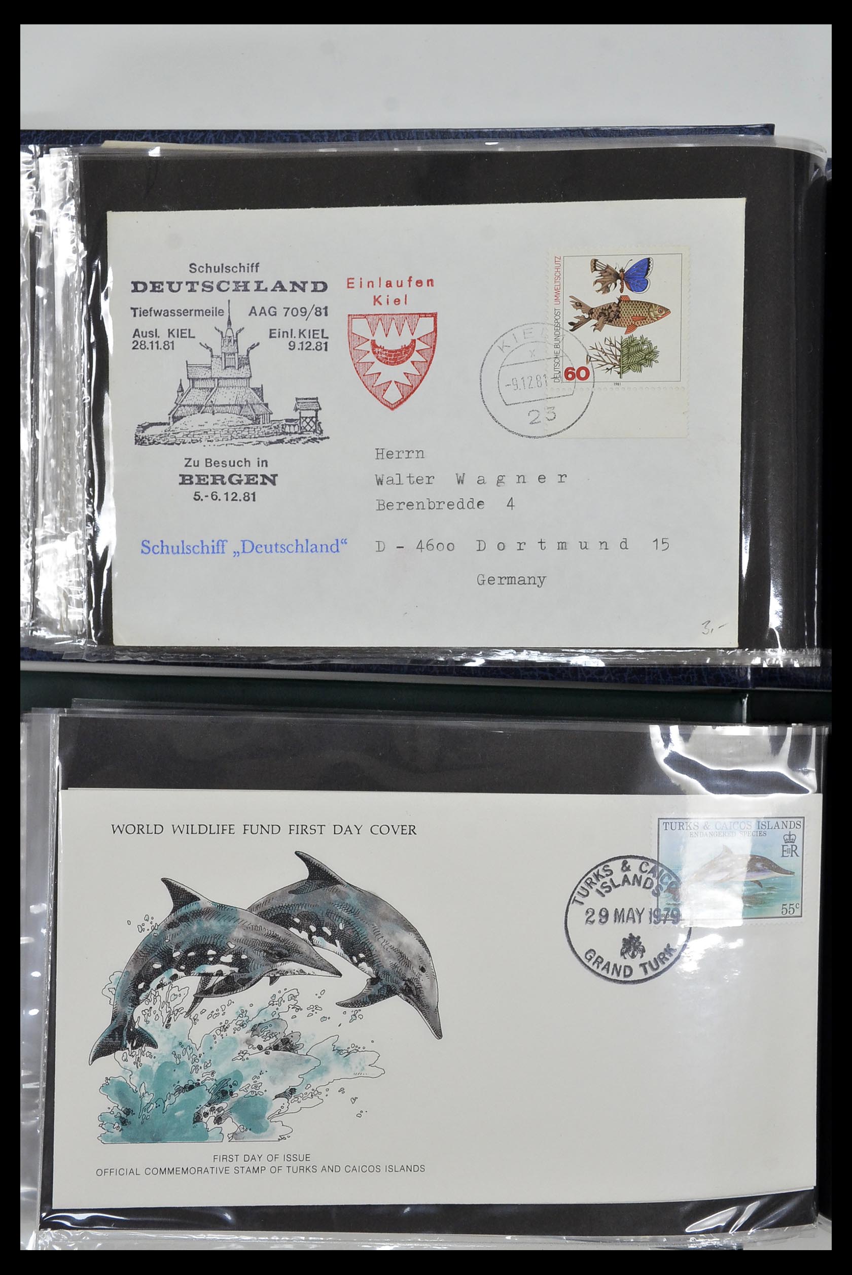 35076 030 - Stamp Collection 35076 Thematics fishes covers 1912-2000.