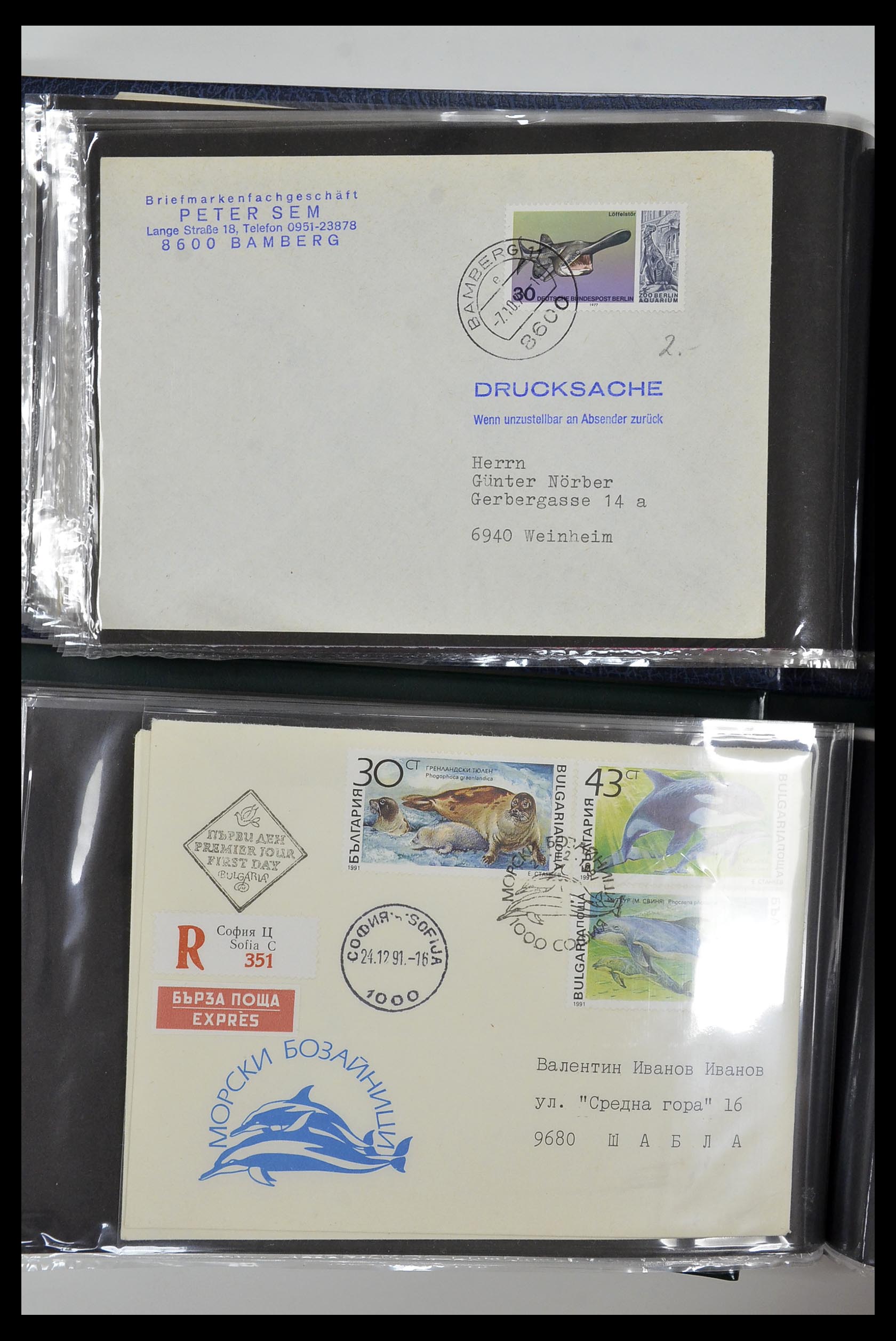 35076 033 - Postzegelverzameling 35076 Motief vissen brieven 1912-2000.