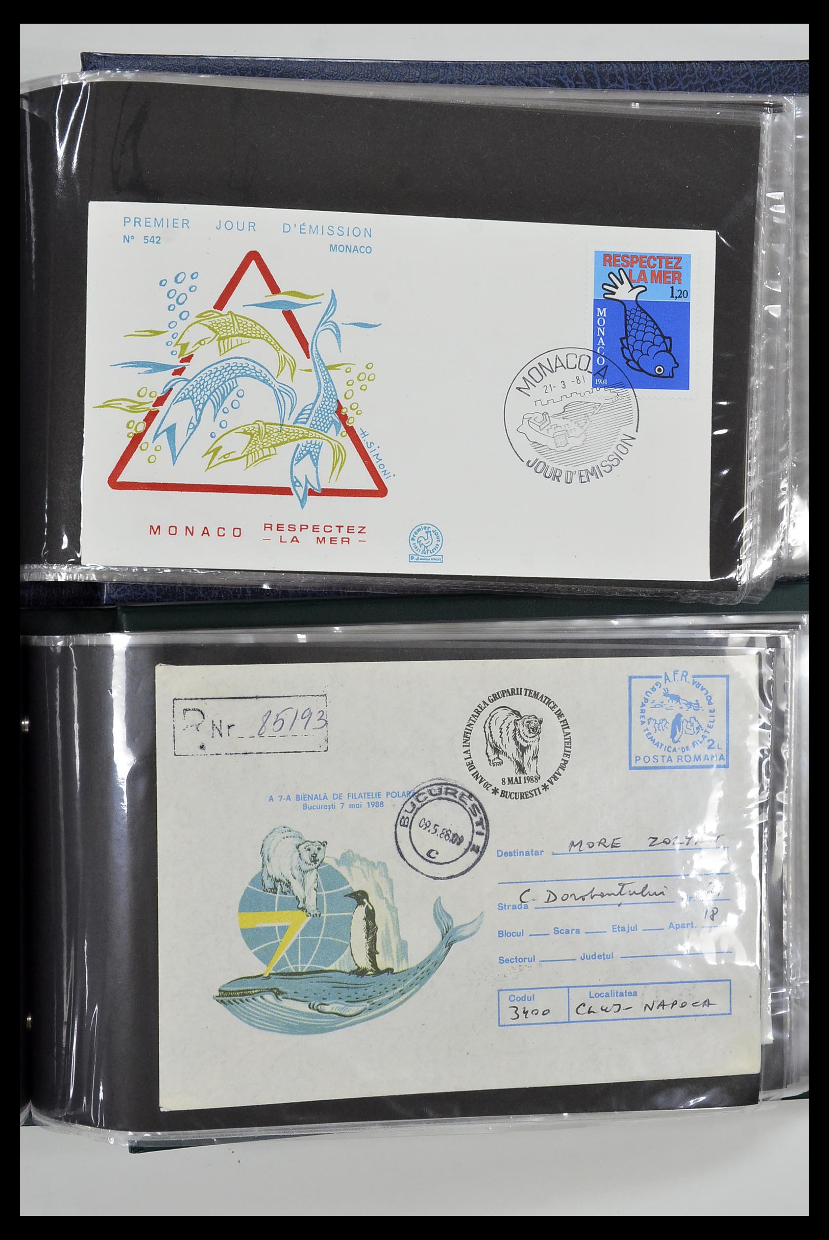 35076 040 - Stamp Collection 35076 Thematics fishes covers 1912-2000.