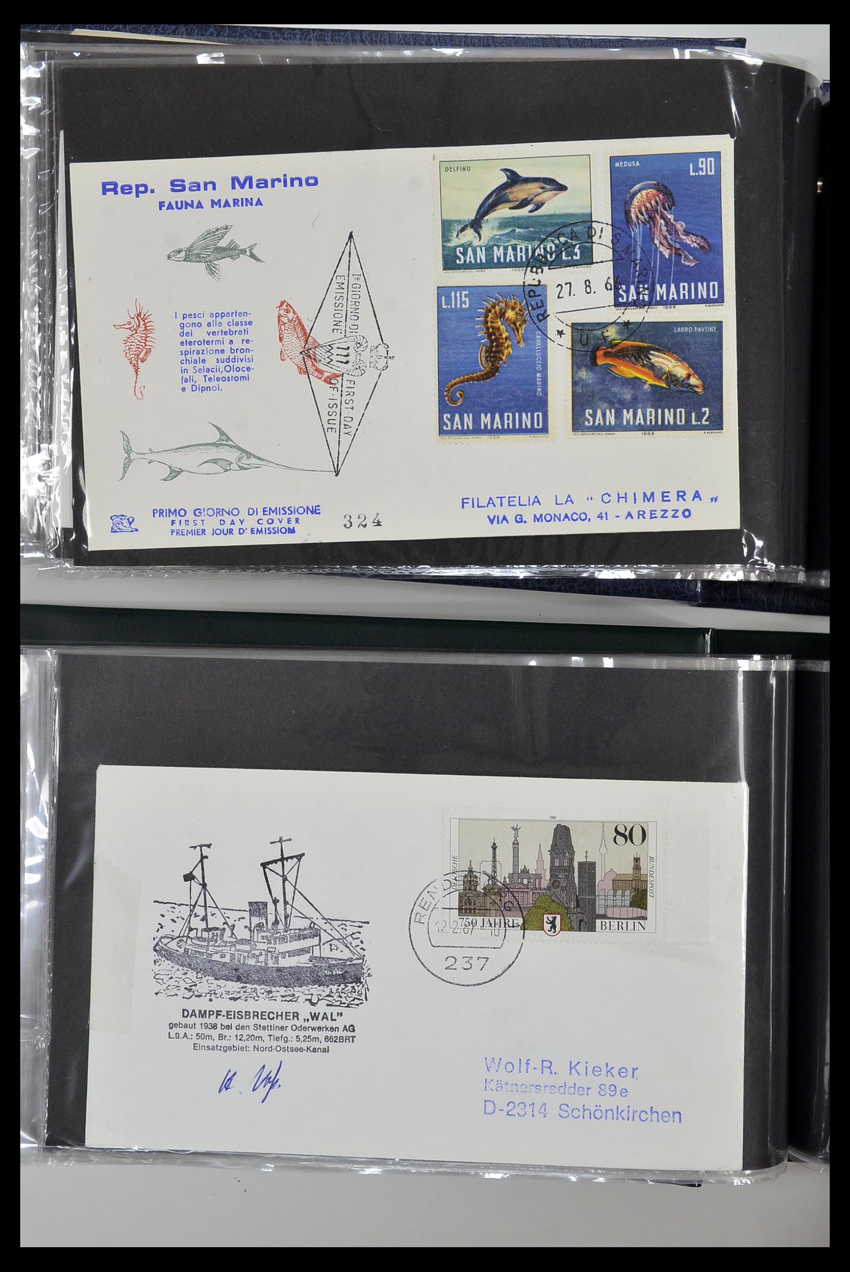 35076 041 - Stamp Collection 35076 Thematics fishes covers 1912-2000.