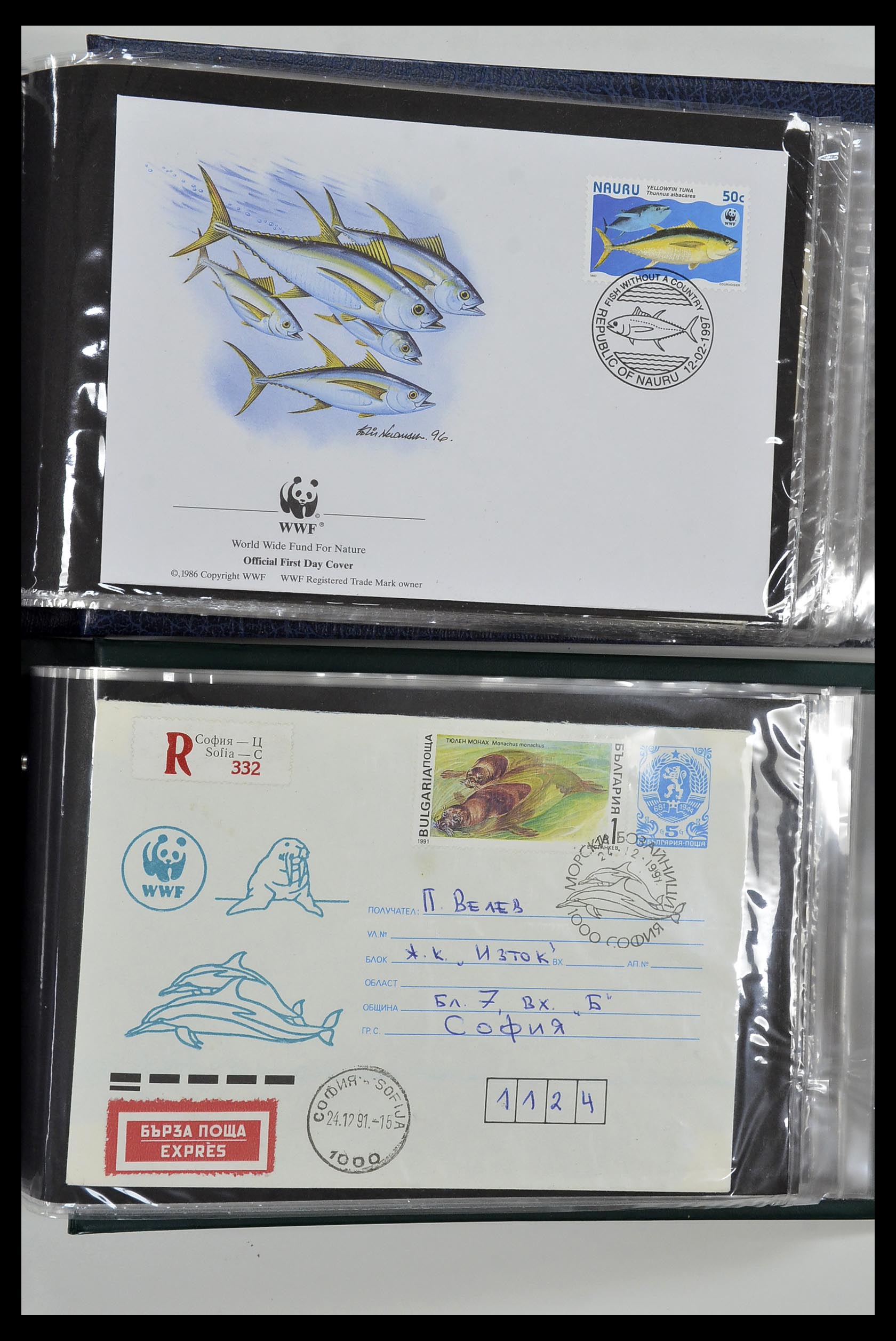 35076 050 - Stamp Collection 35076 Thematics fishes covers 1912-2000.