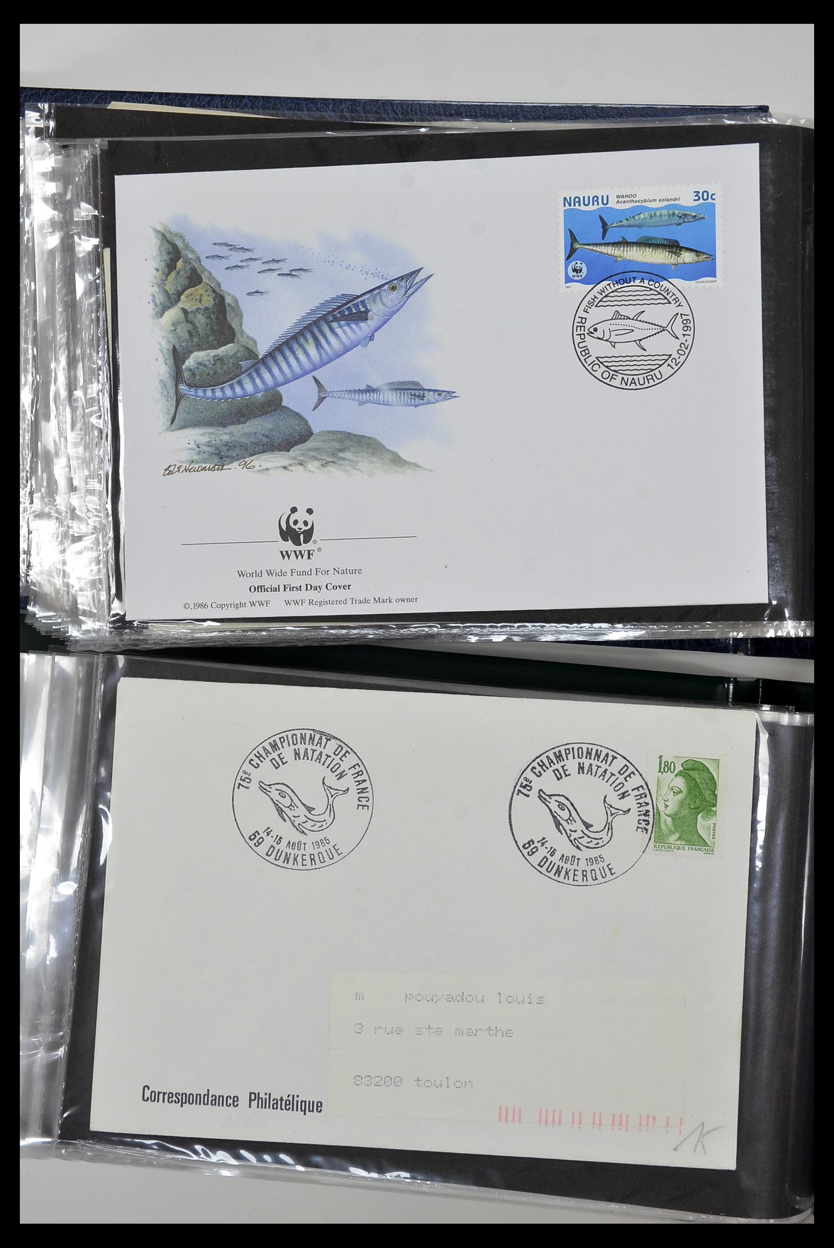 35076 056 - Stamp Collection 35076 Thematics fishes covers 1912-2000.