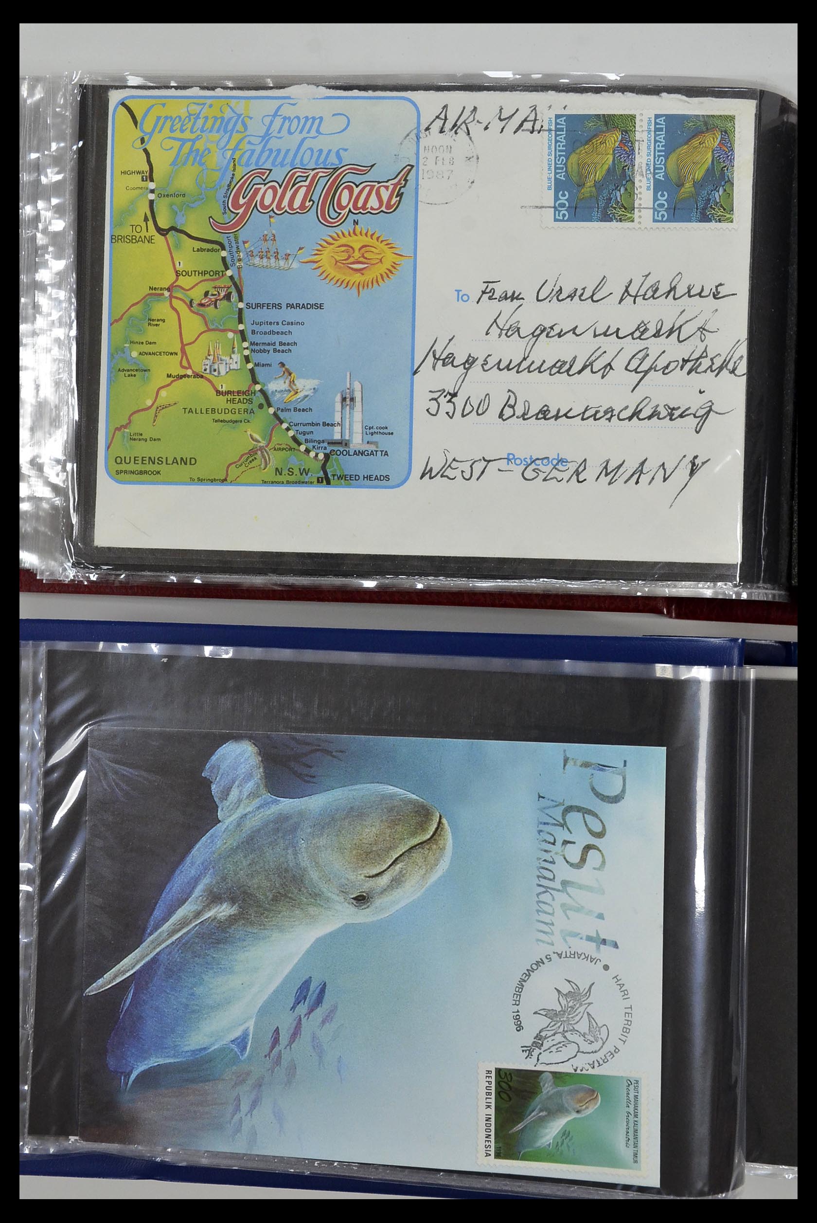 35076 107 - Stamp Collection 35076 Thematics fishes covers 1912-2000.