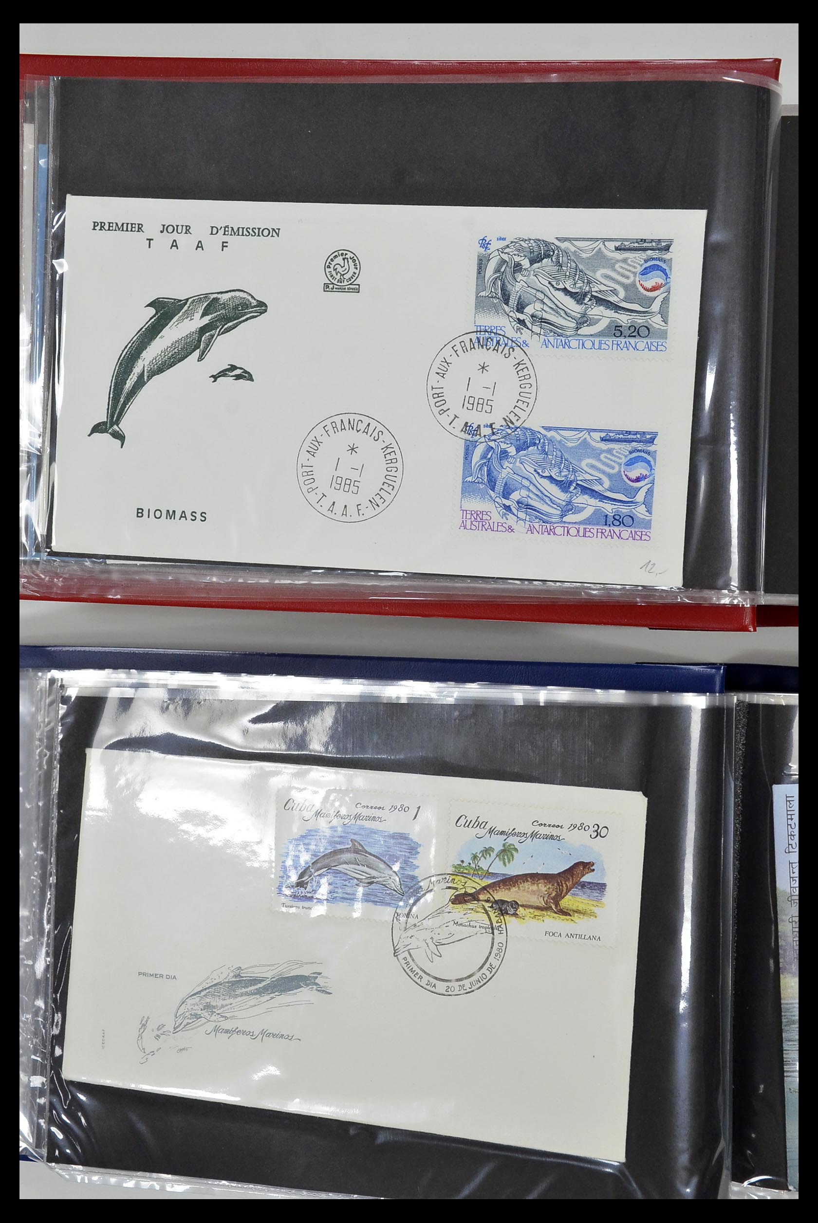 35076 122 - Stamp Collection 35076 Thematics fishes covers 1912-2000.