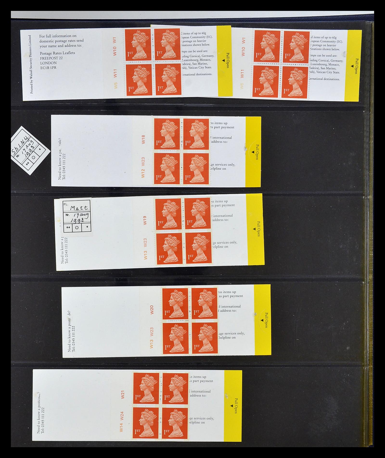 35082 009 - Postzegelverzameling 35082 Engeland eersteklas postzegelboekjes.